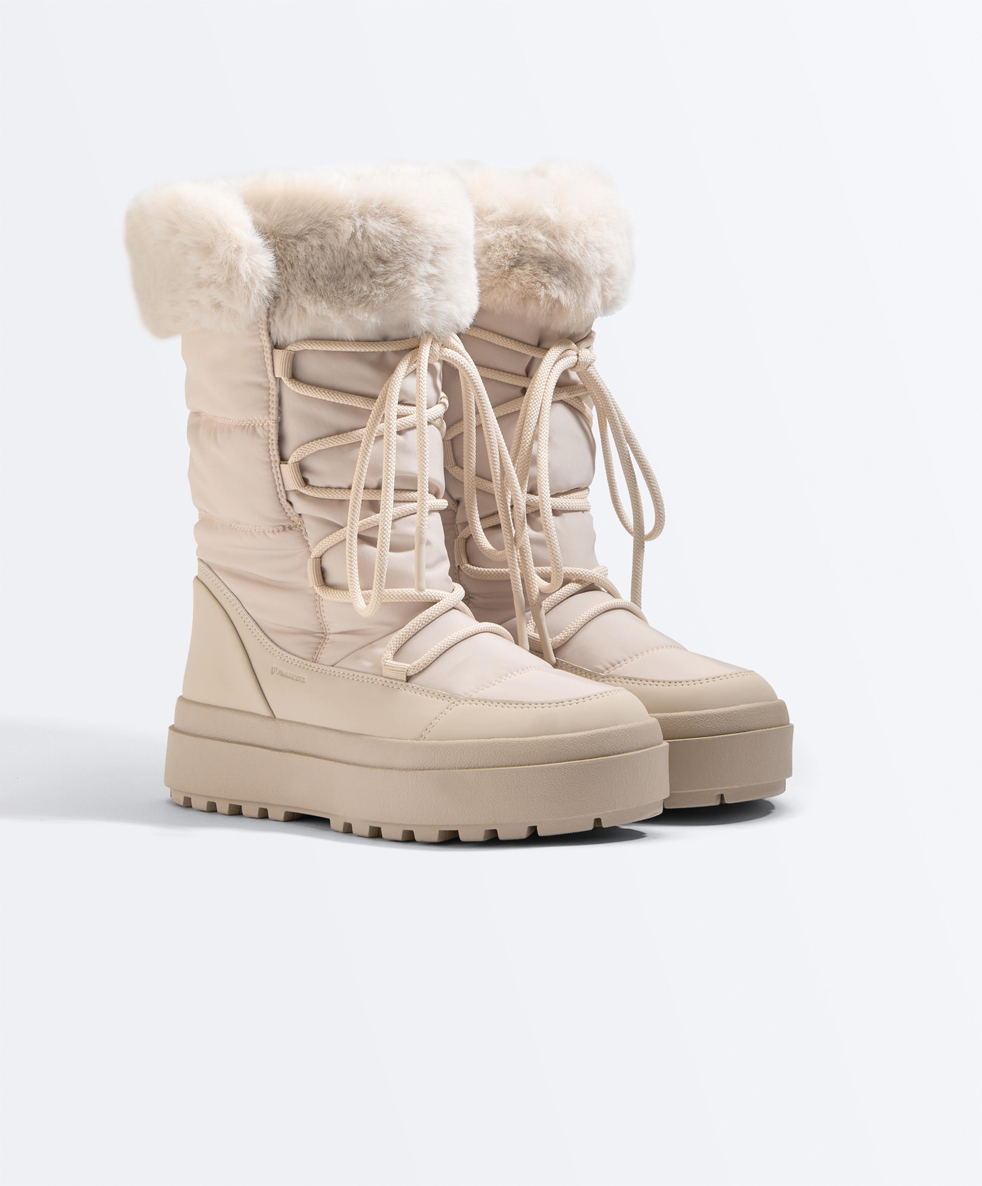 Lace-up après-ski boot with fur collar — MINK