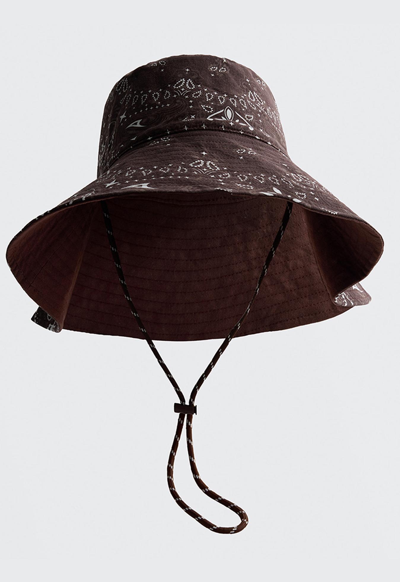Reversible 100% cotton bandana bucket hat — BEIGE