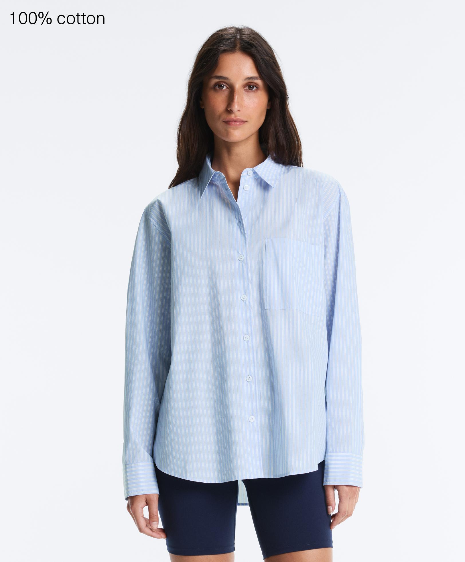 100% cotton long-sleeved shirt — PALE BLUE