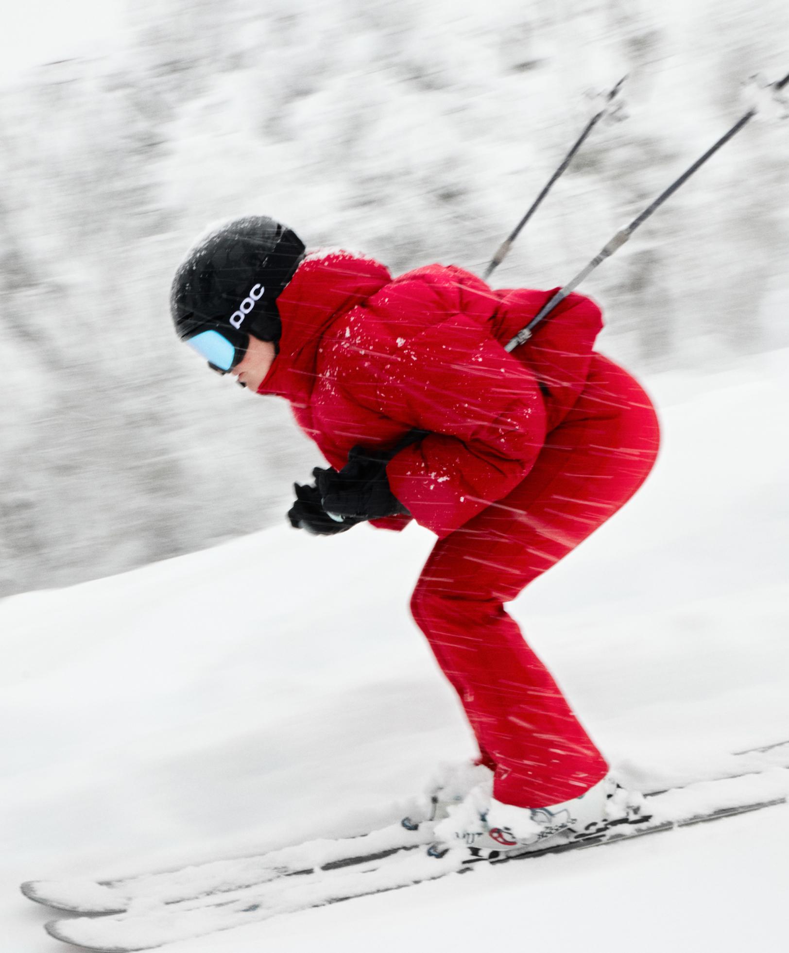 Lightweight padded jacket with 80% down and 20% MINARDI PIUME SKI water-resistant filling — RED
