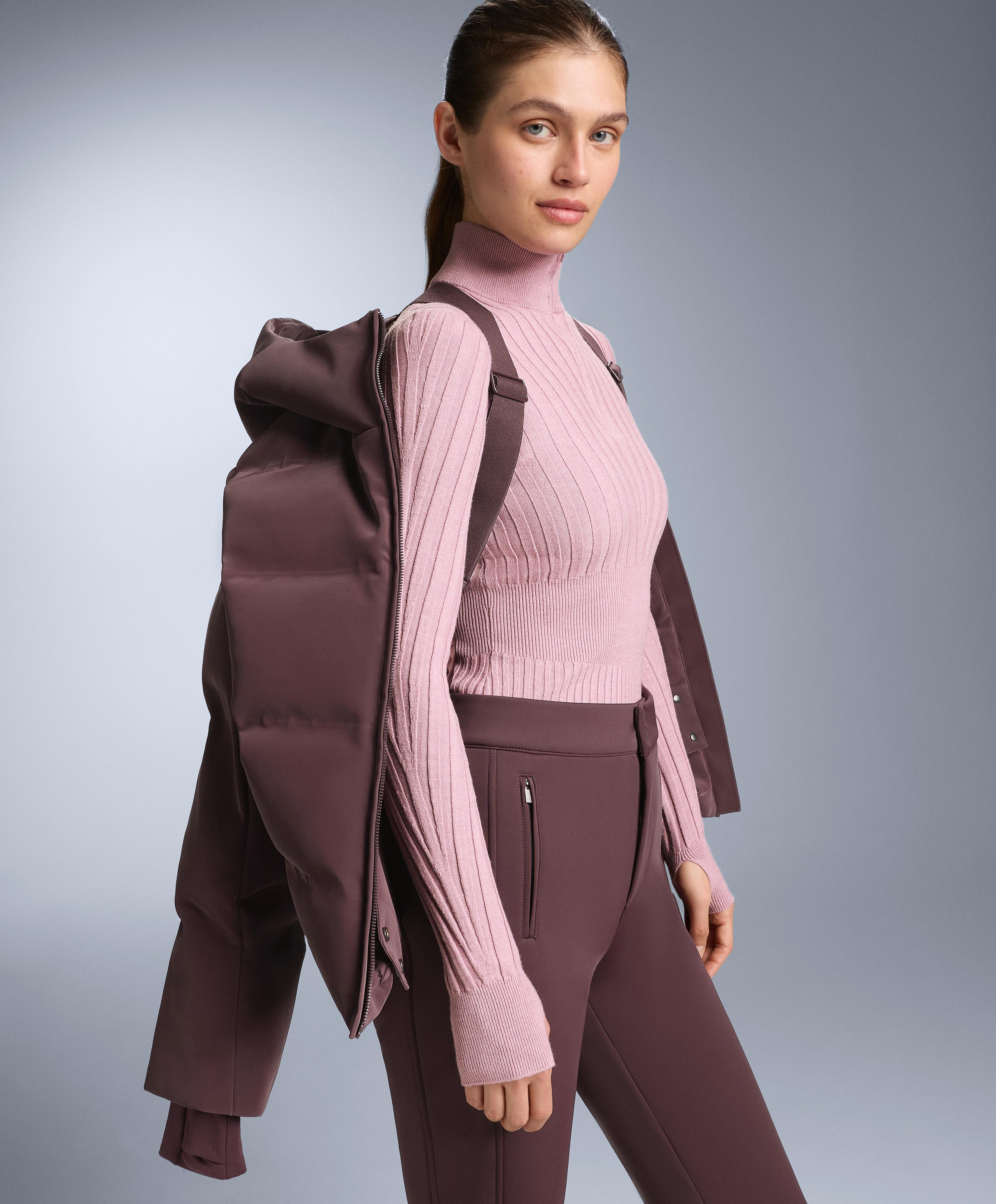Satin padded jacket 80% down and 20% feather MINARDI PIUME SKI water-resistant — DARK WINE RED