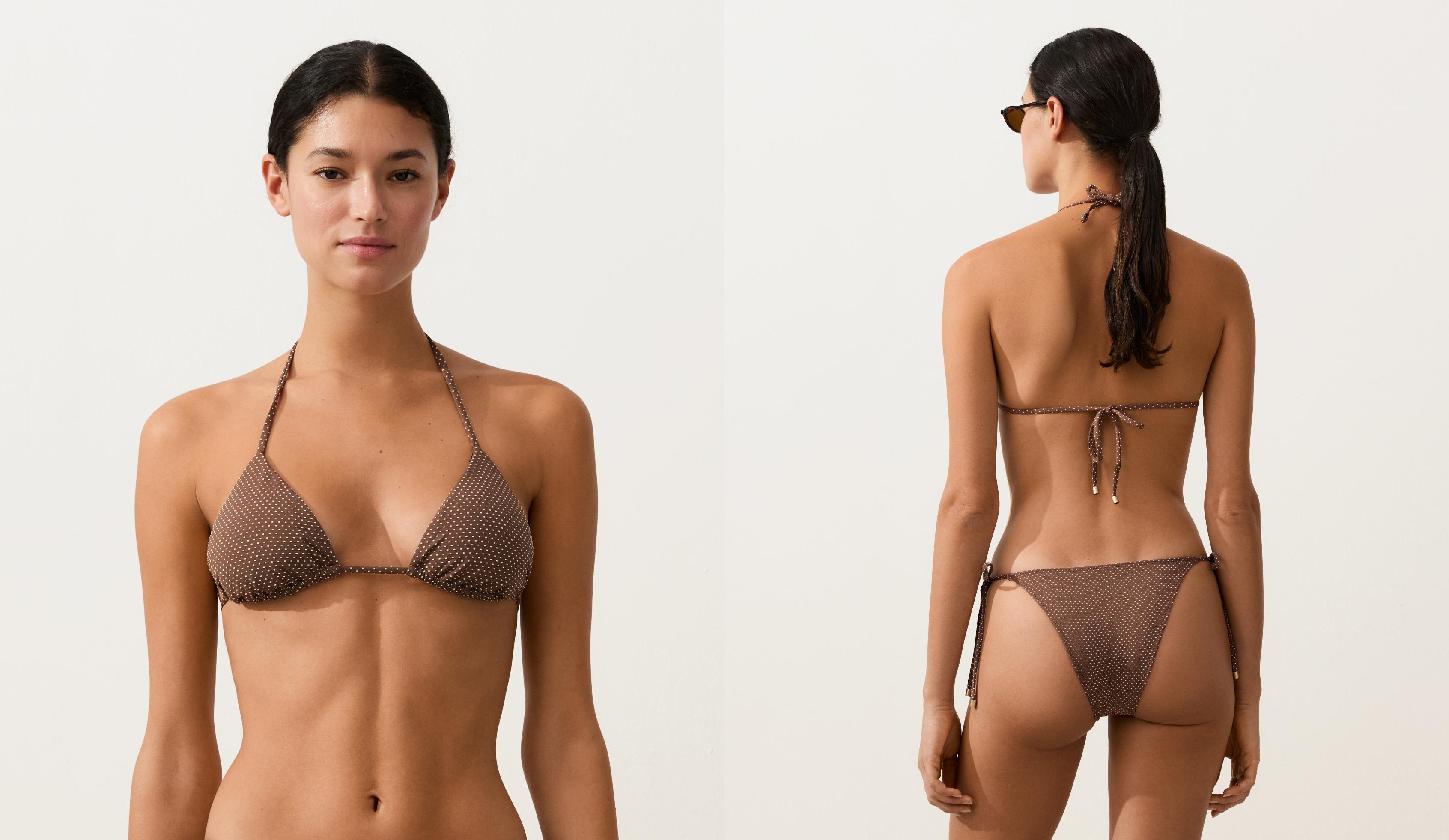 บิกินี่ท่อนบนทรงสามเหลี่ยมลายจุดมินิ