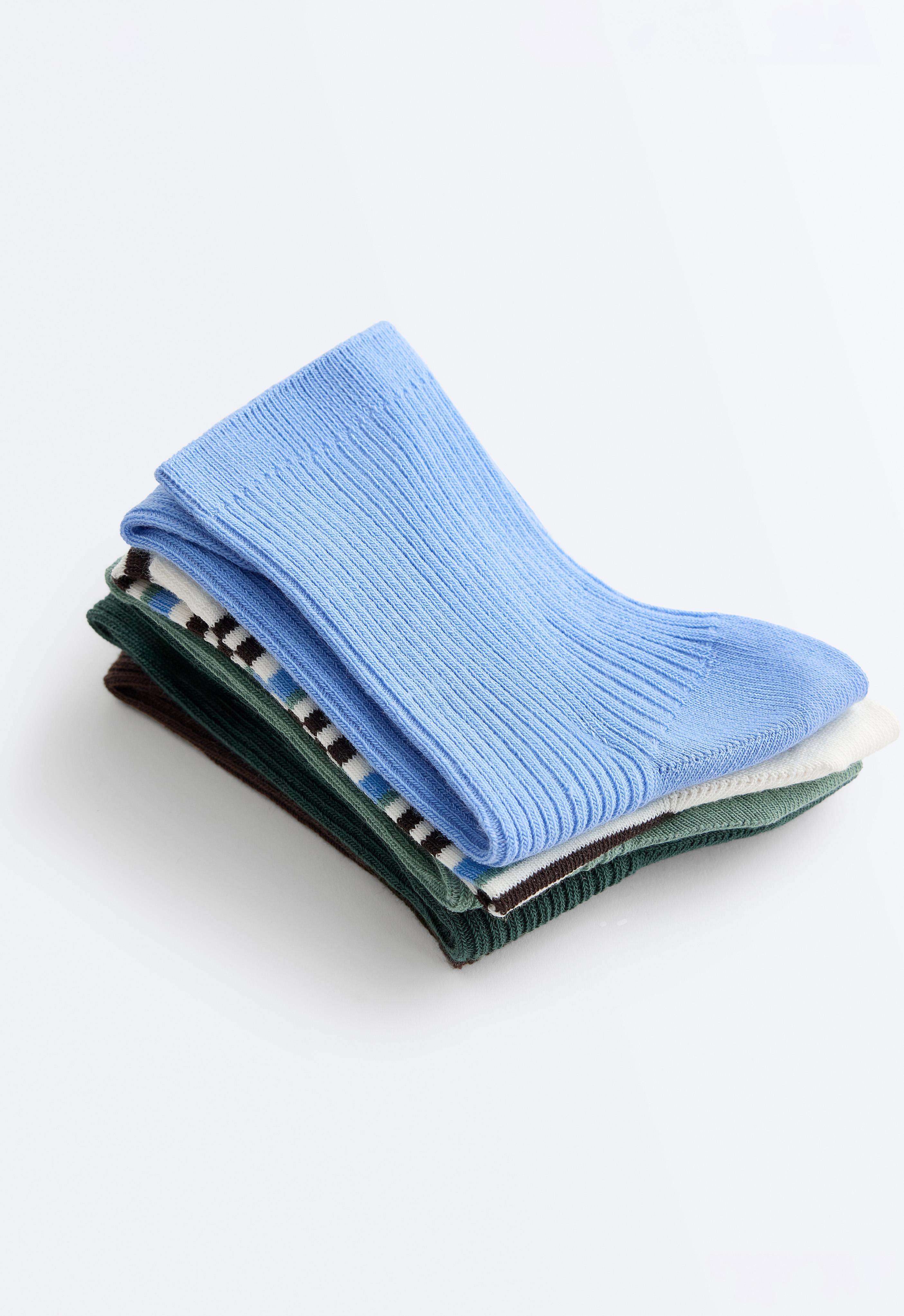 5 pairs of cotton blend quarter socks — SEA GREEN