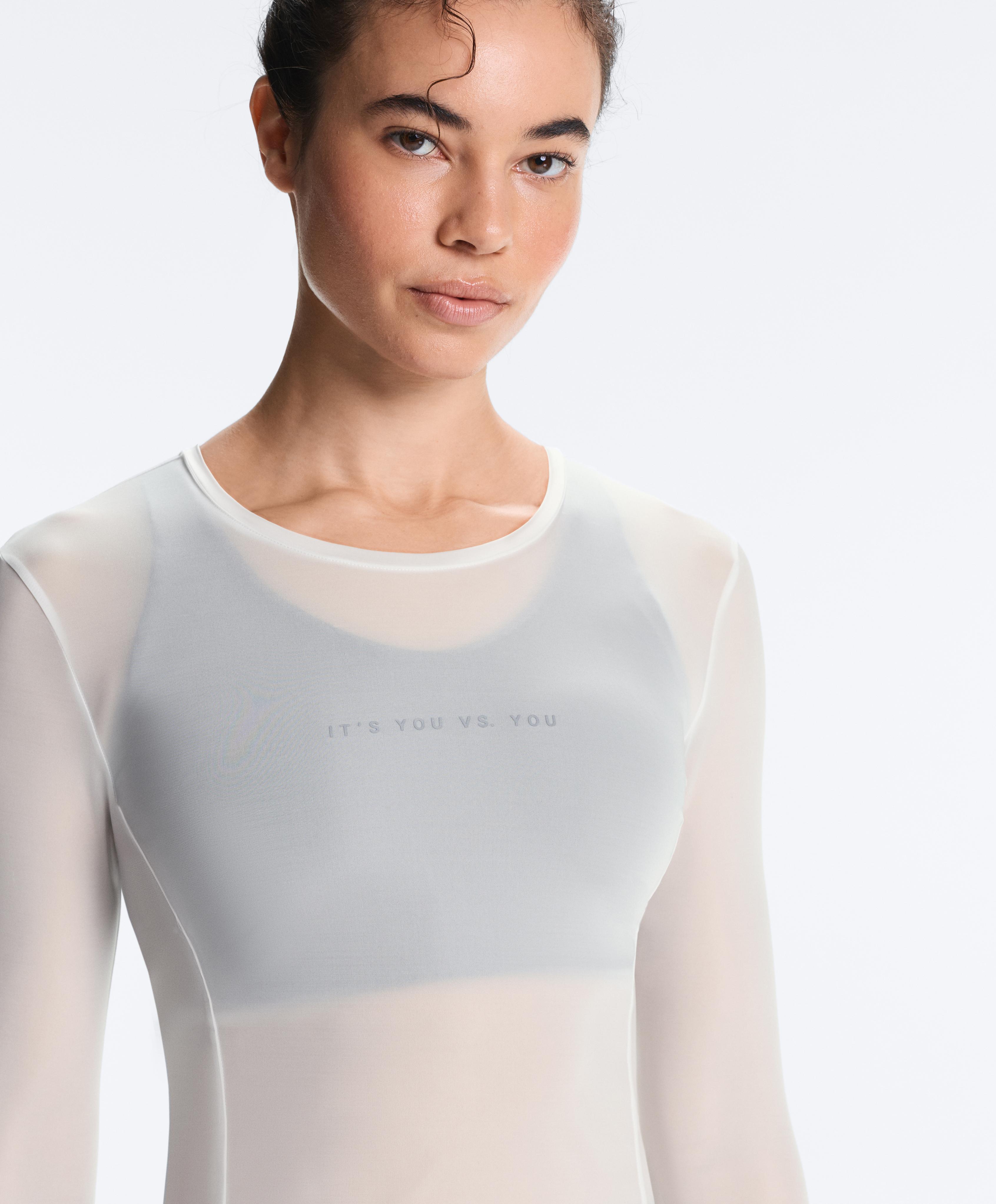 Long-sleeved technical T-shirt with text