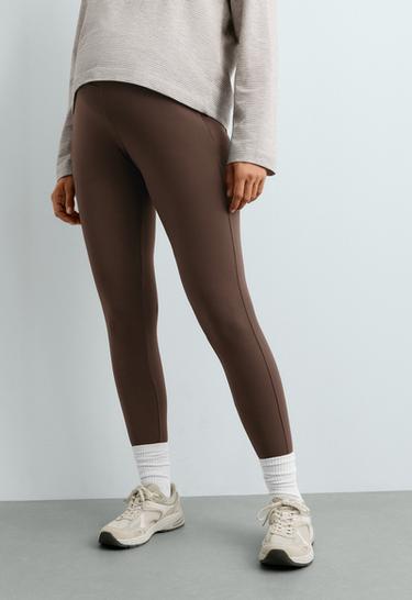 65cm Warm maternity leggings with zips — DARK REDDISH‑BROWN 3