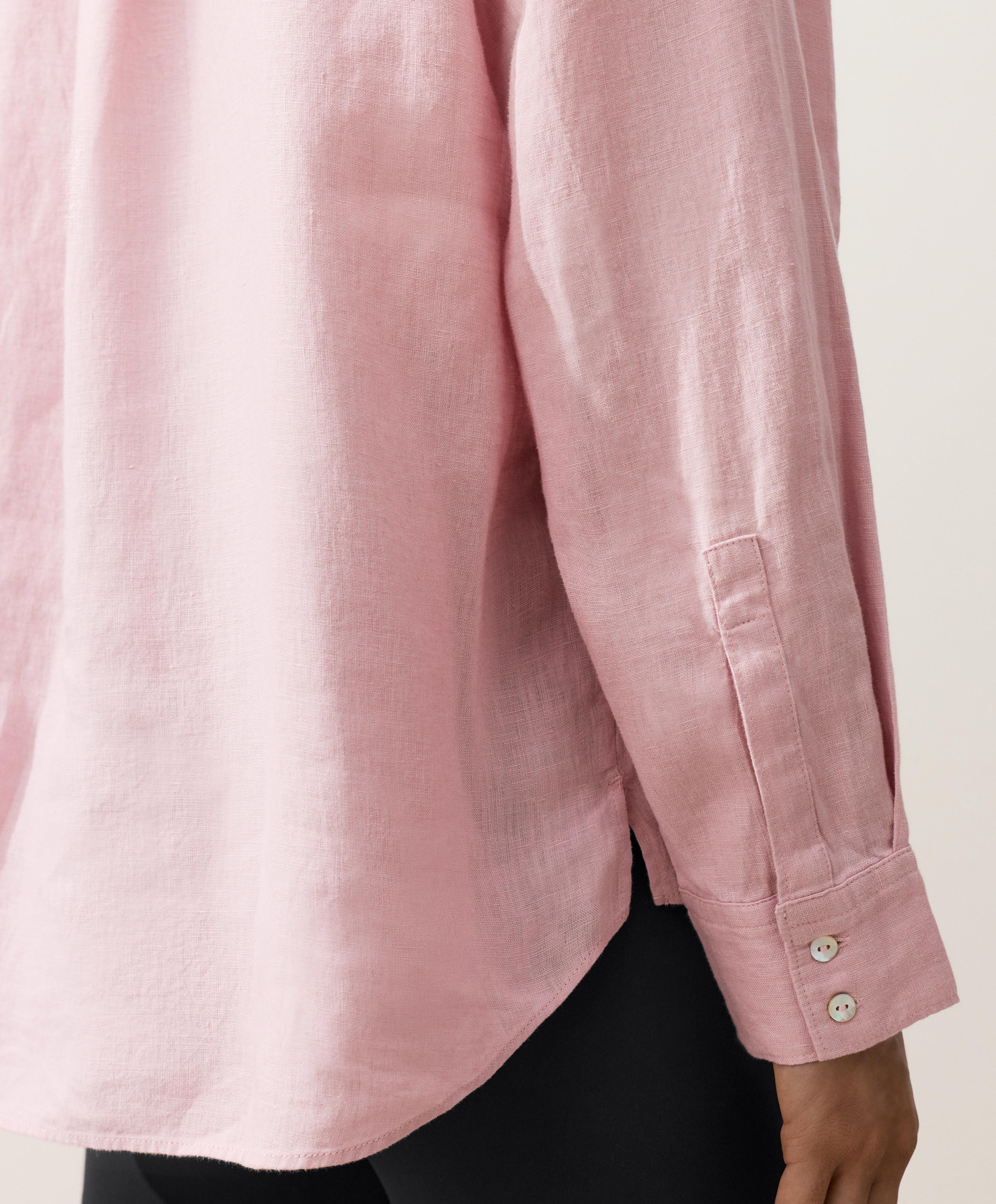 100% linen relaxed shirt — DUSTY PINK