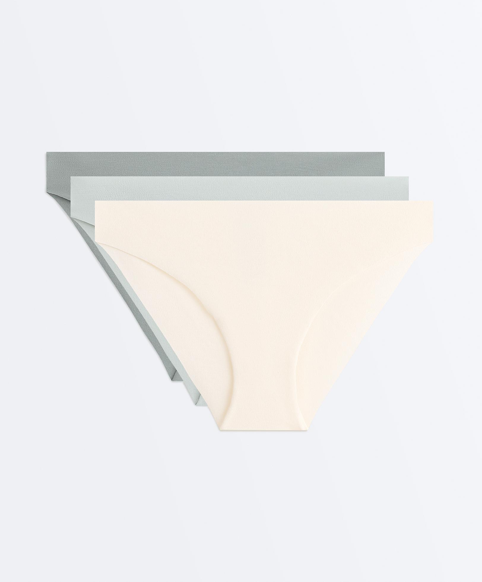 3 invisible cotton blend classic bikini briefs — BLUE GREEN