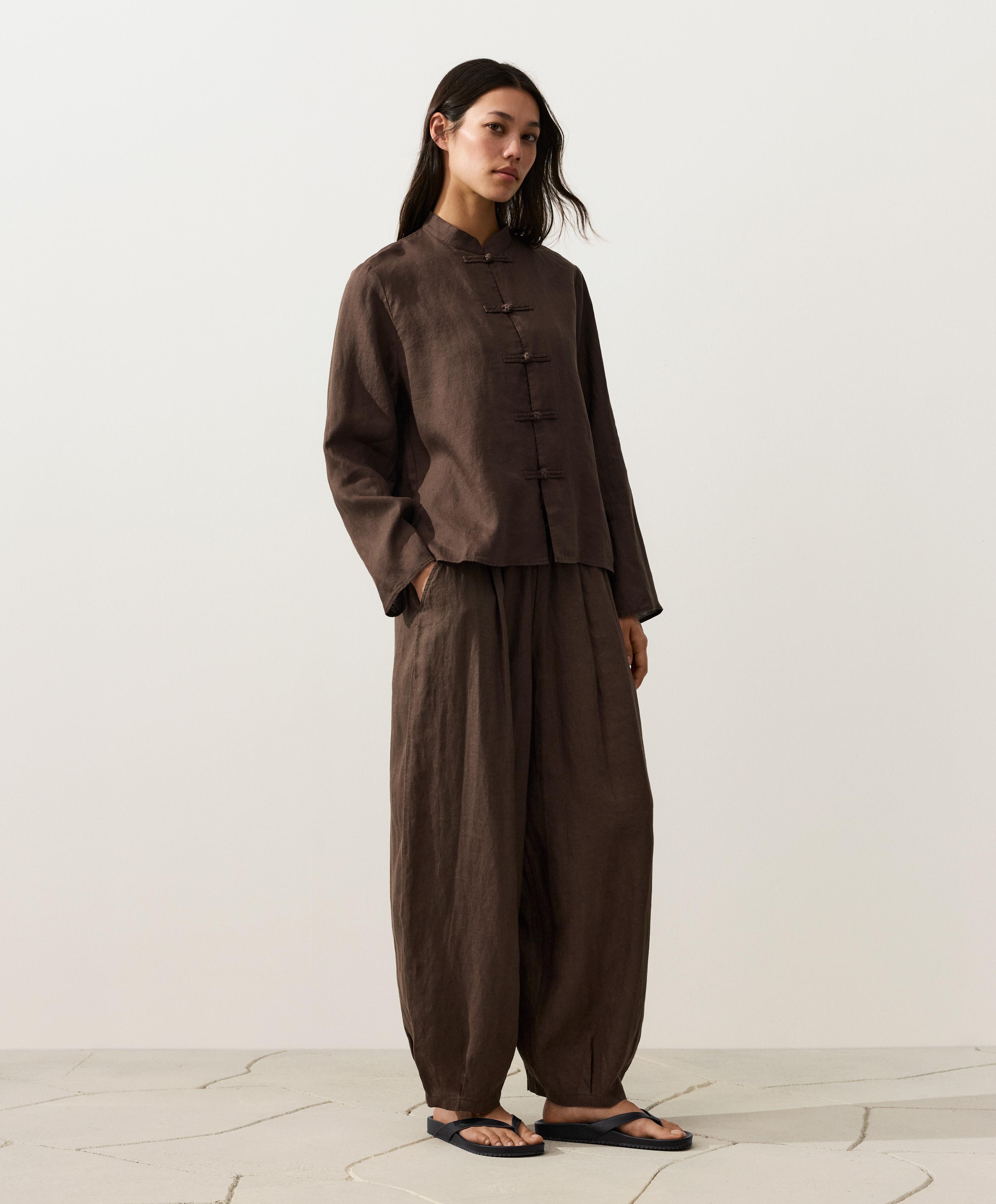 100% linen brown balloon total look 100% linen brown balloon total look