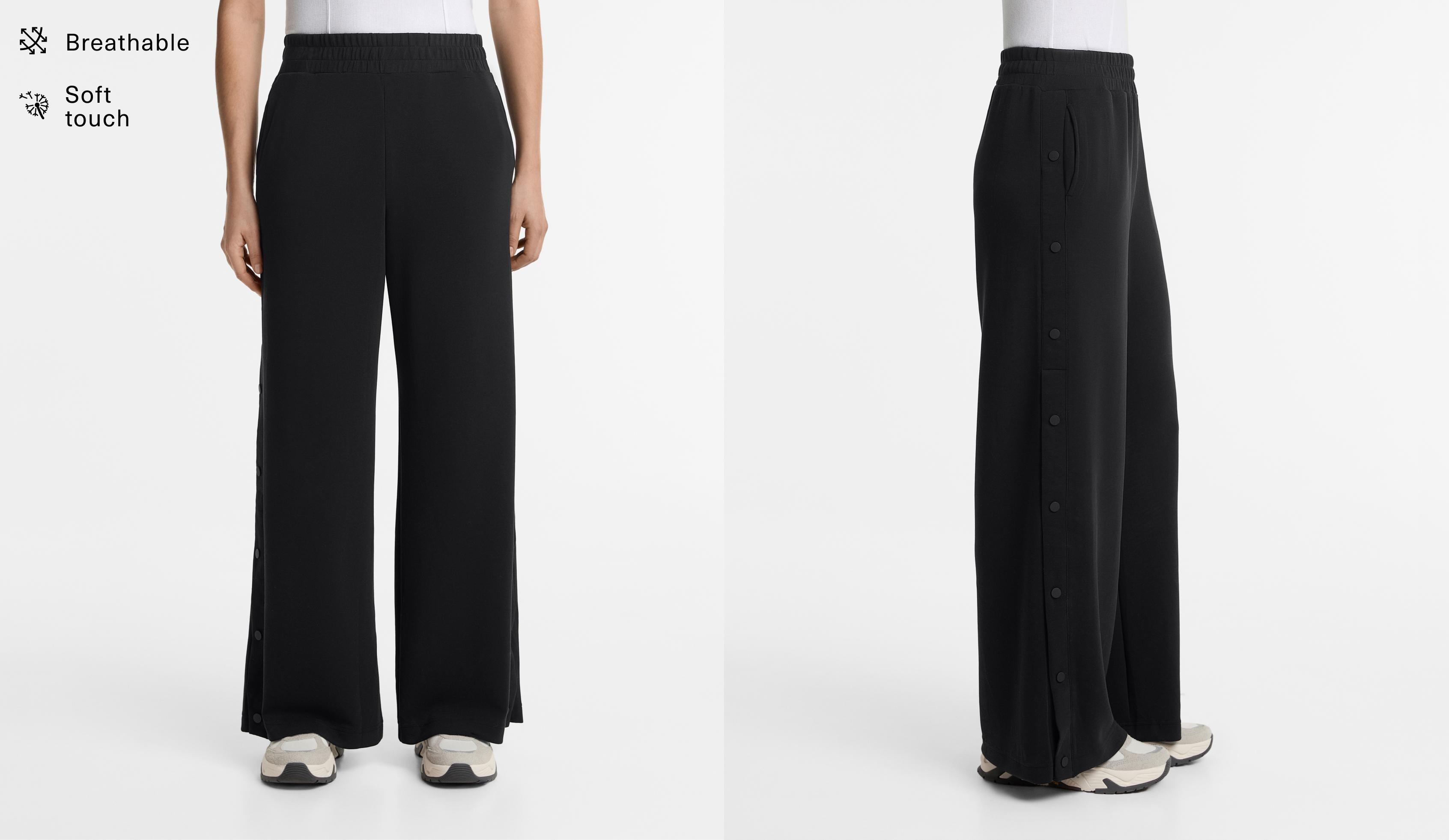 Soft-touch wide-leg trousers with modal and buttons