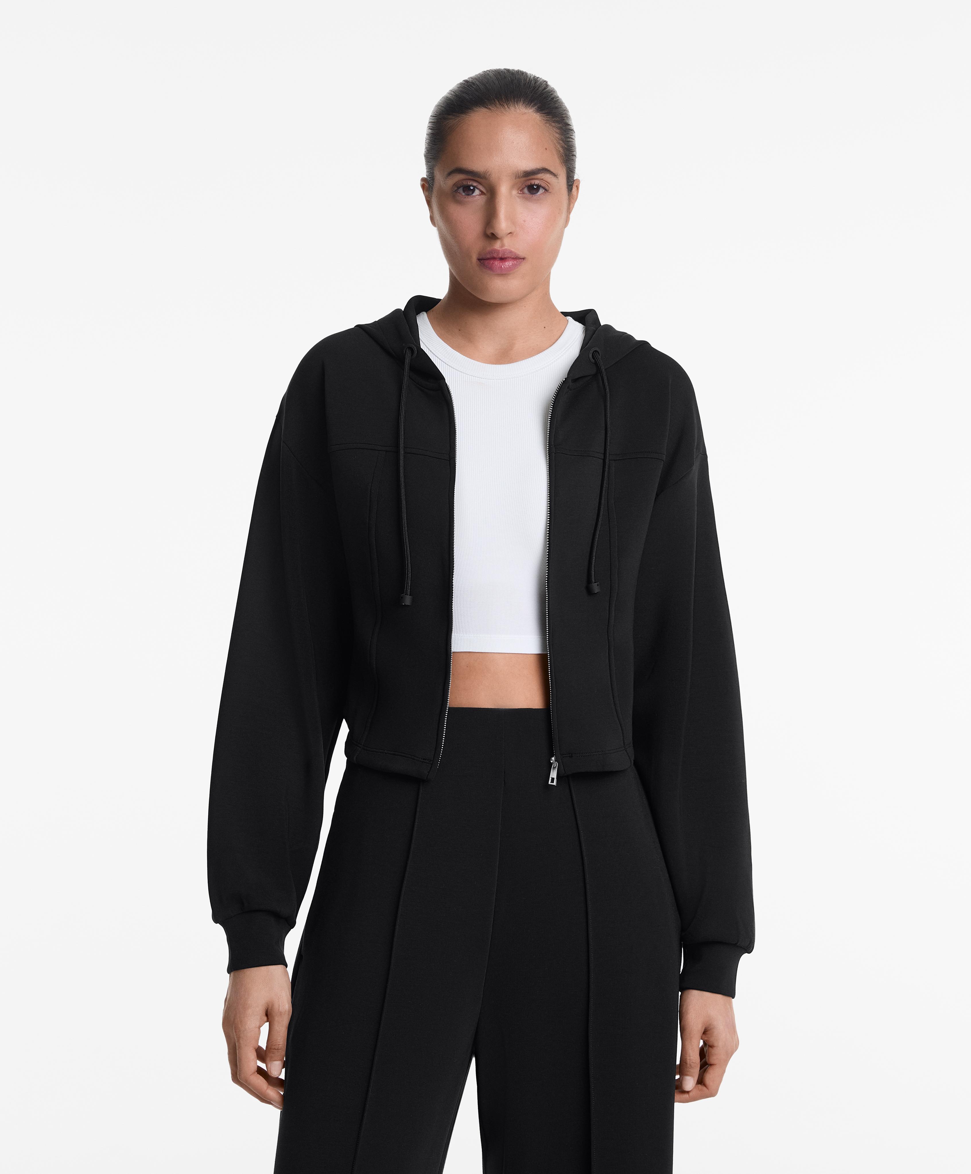 Crop jacket with soft-touch modal