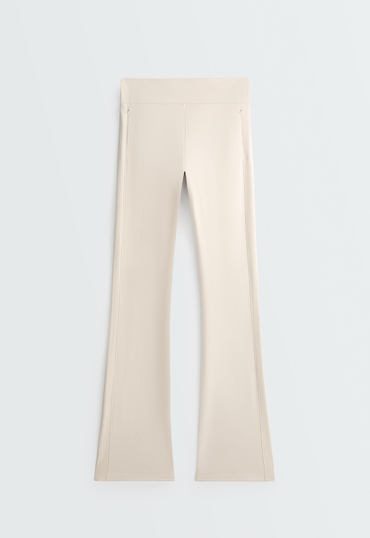High rise Warm Flare trousers with zips — ECRU