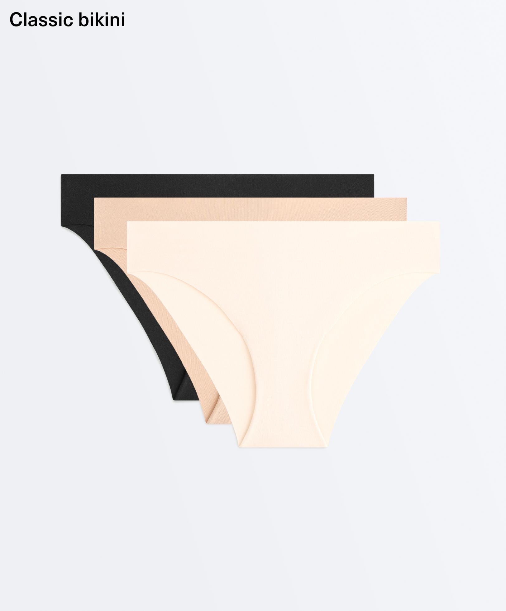 3 invisible laser cut cotton blend classic briefs — BEIGE