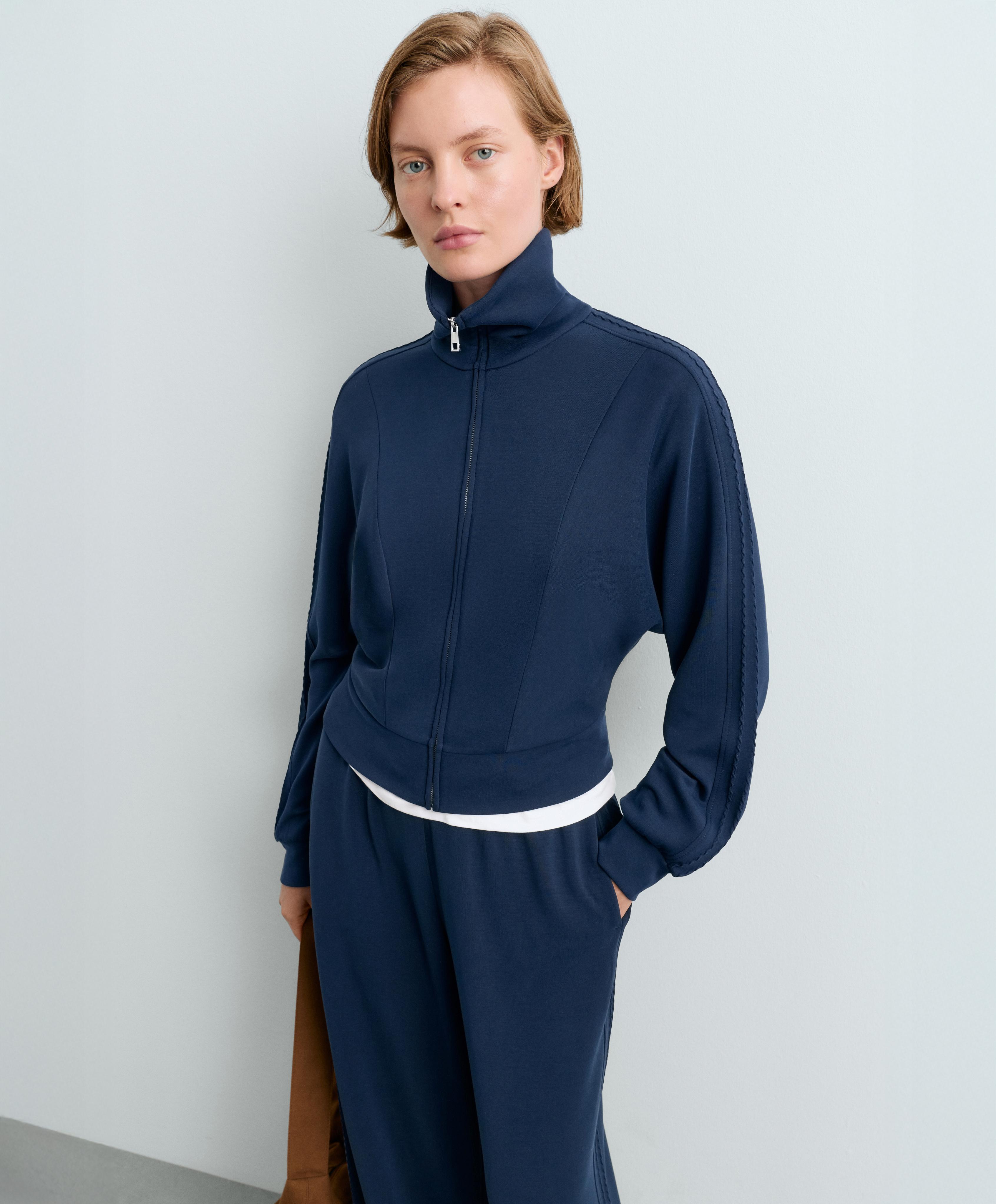 Soft-touch modal bomber jacket — NAVY BLUE
