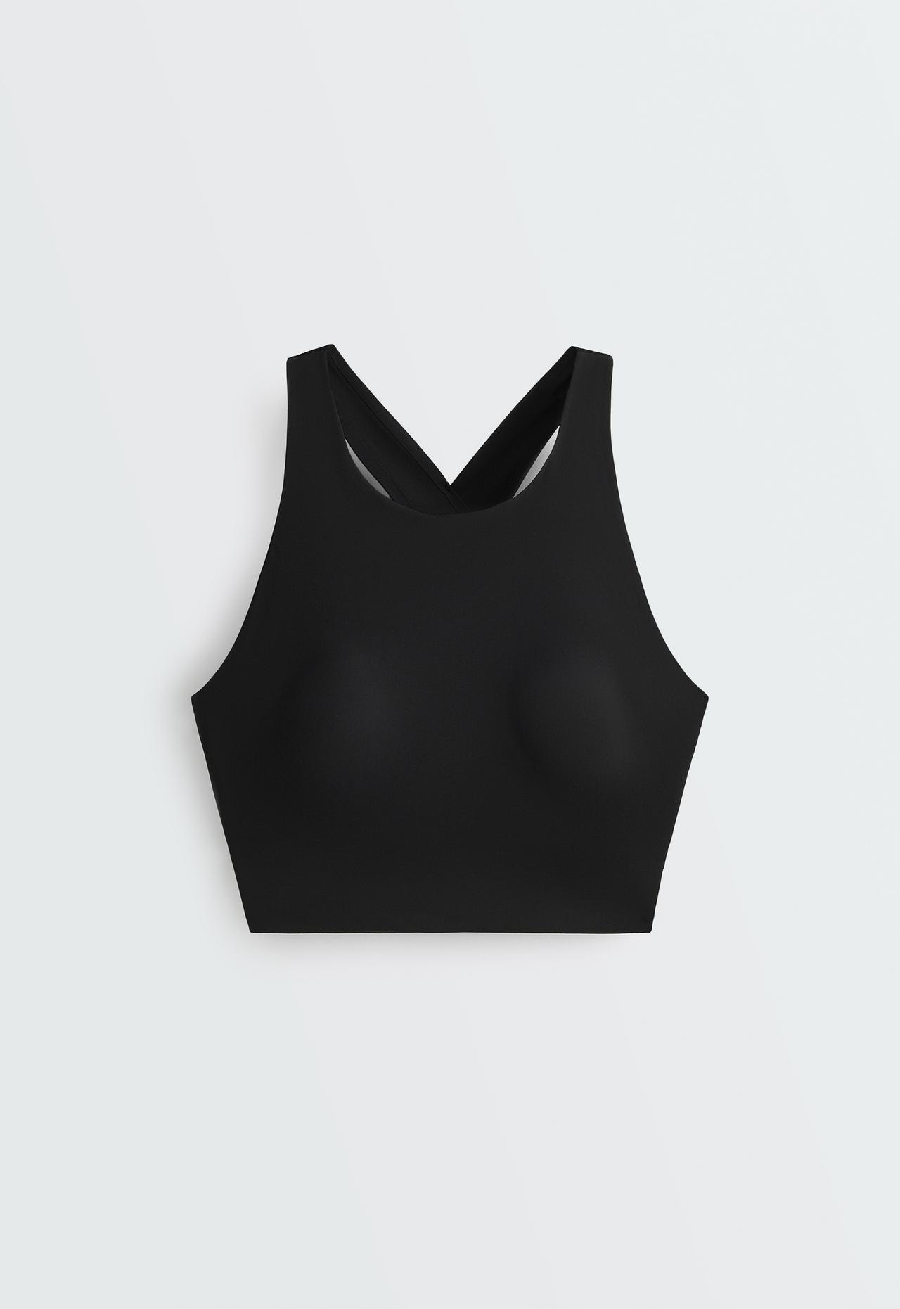 Light Touch crossover-back tank top — BLACK