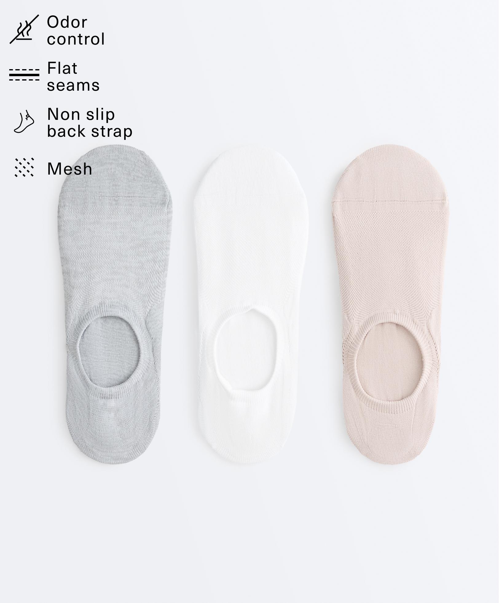 3 pairs of high-cut invisible polyamide blend sports socks — GREY