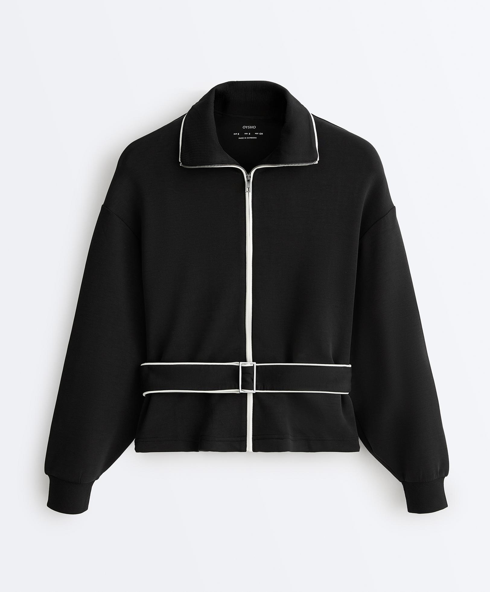 Piping jacket with soft-touch modal — BLACK