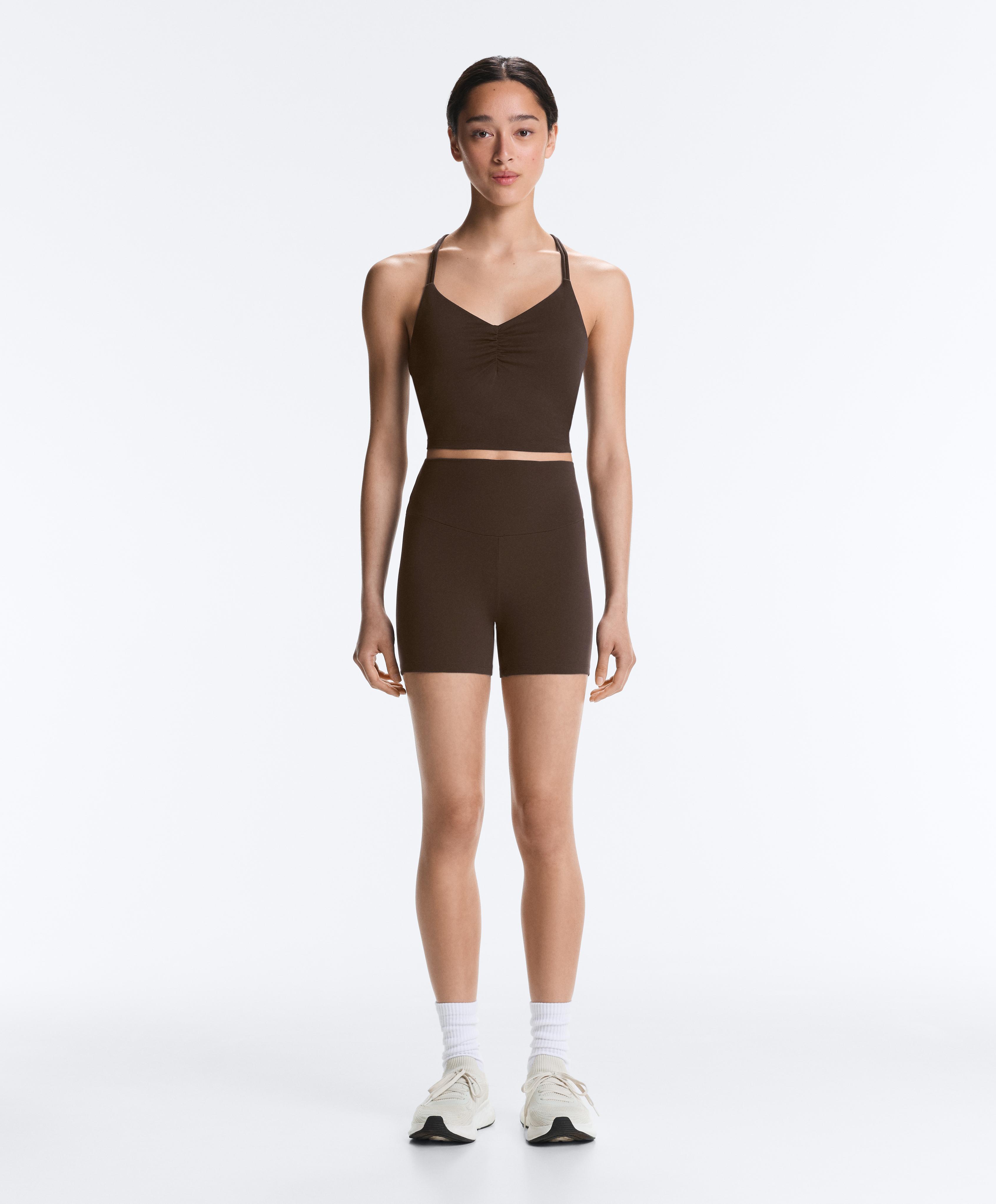 Comfortlux high-waisted 10cm hot pants — DARK BROWN
