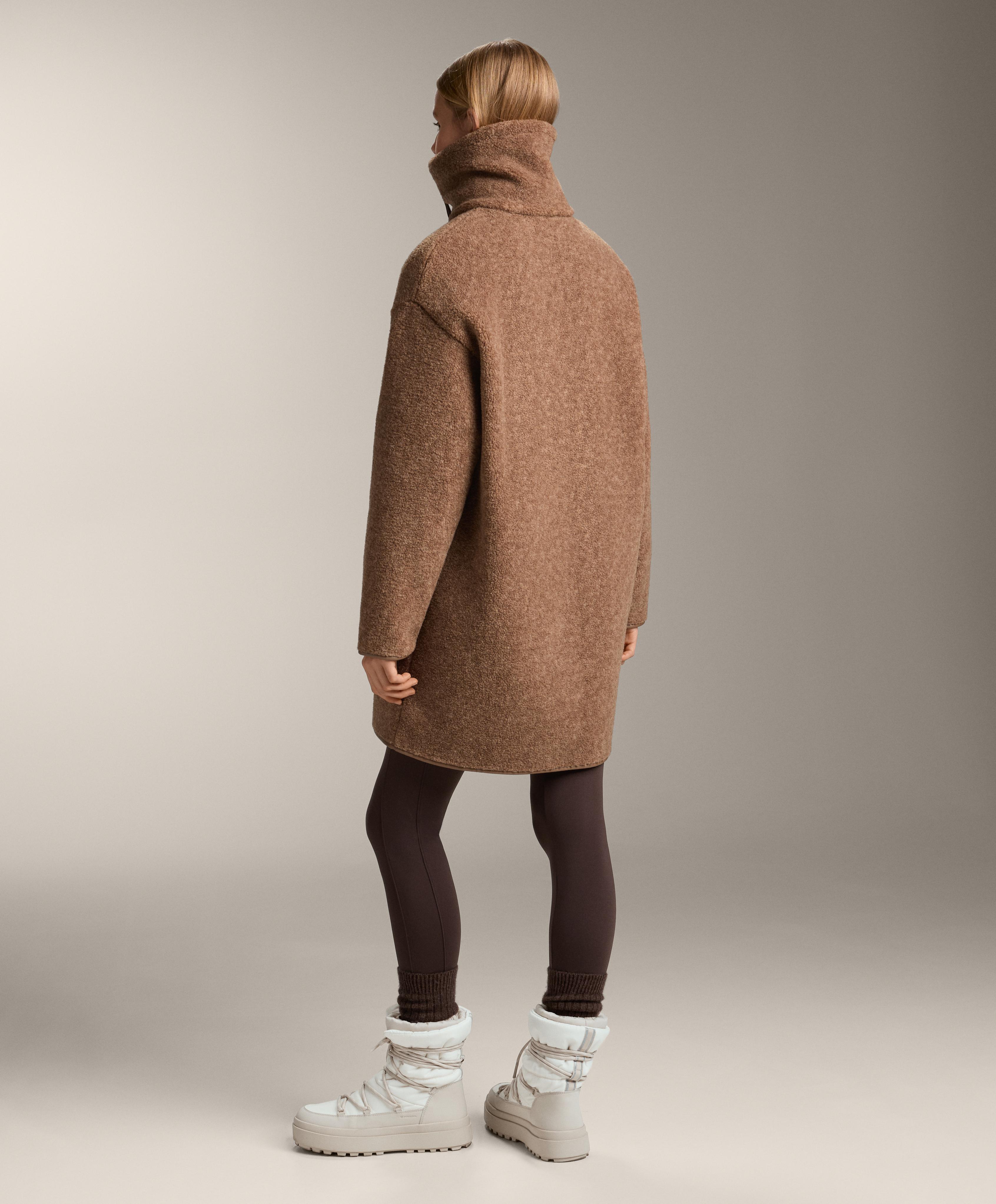 Long faux-shearling jacket — TAN MELANGE
