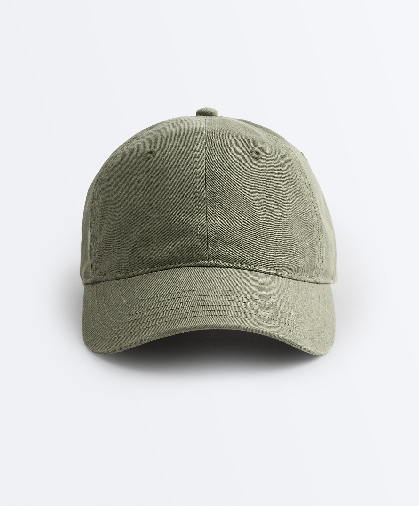 Washed-effect 100% cotton cap — KHAKI
