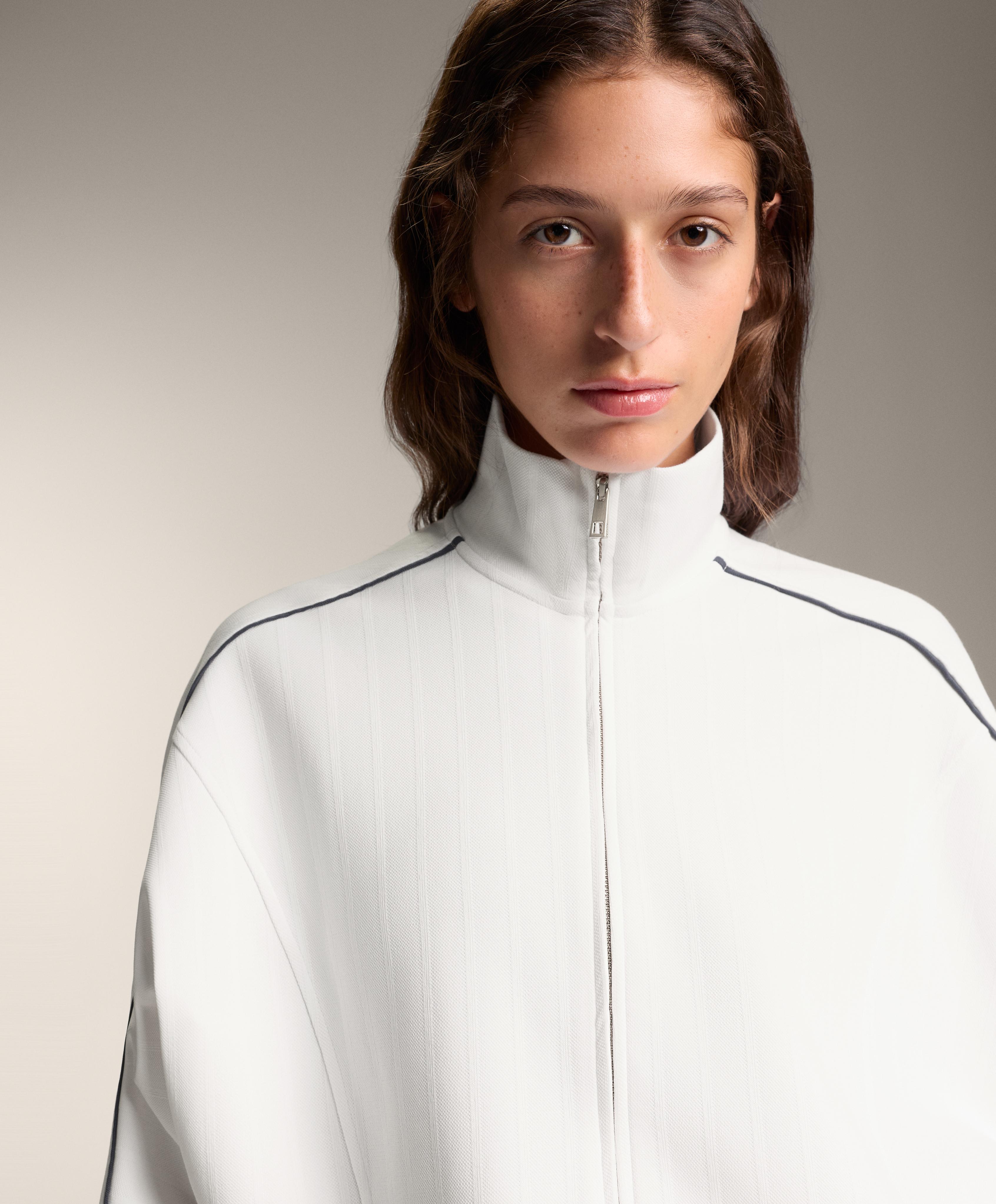 Piqué jacket with side piping and cotton — WHITE 