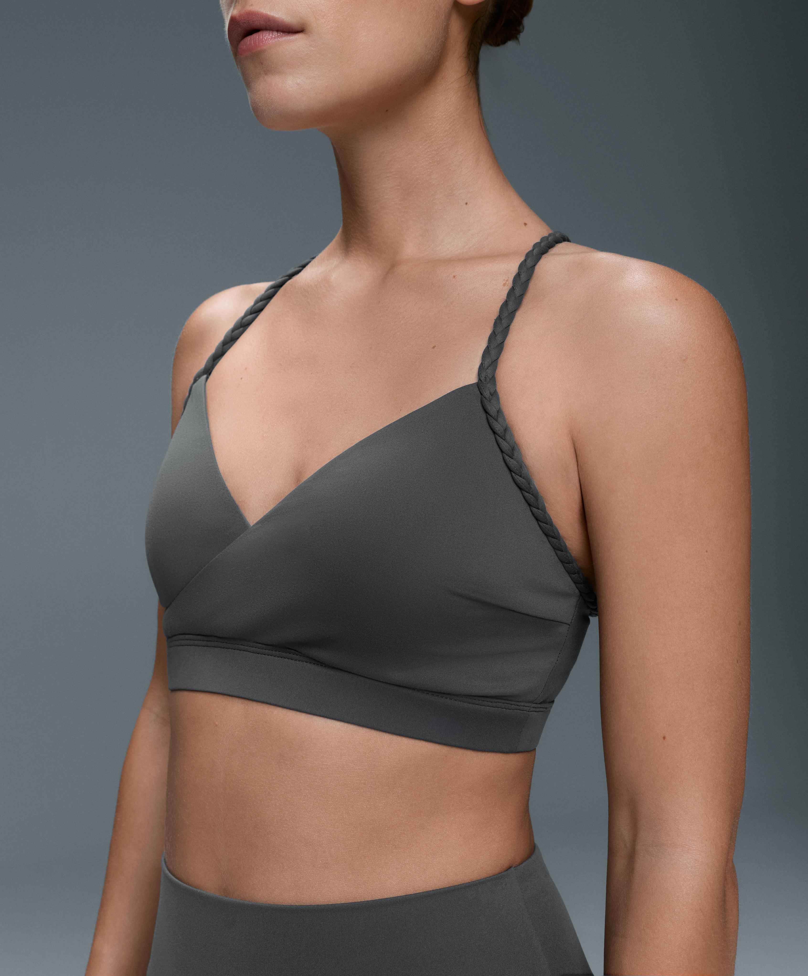 Medium-support braided Comfortlux sports bra — STEEL GREY