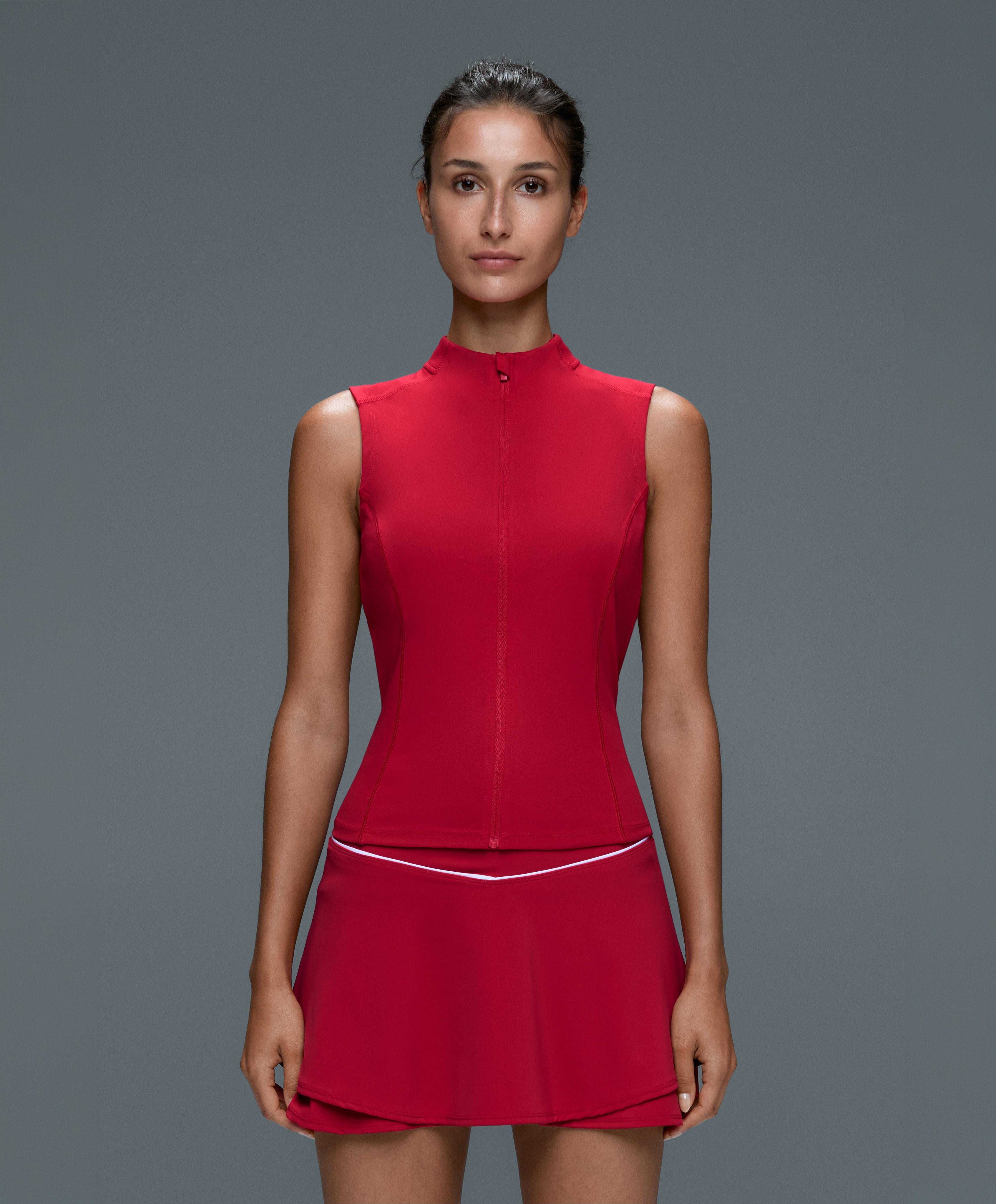 Sleeveless zip T-shirt — STRAWBERRY