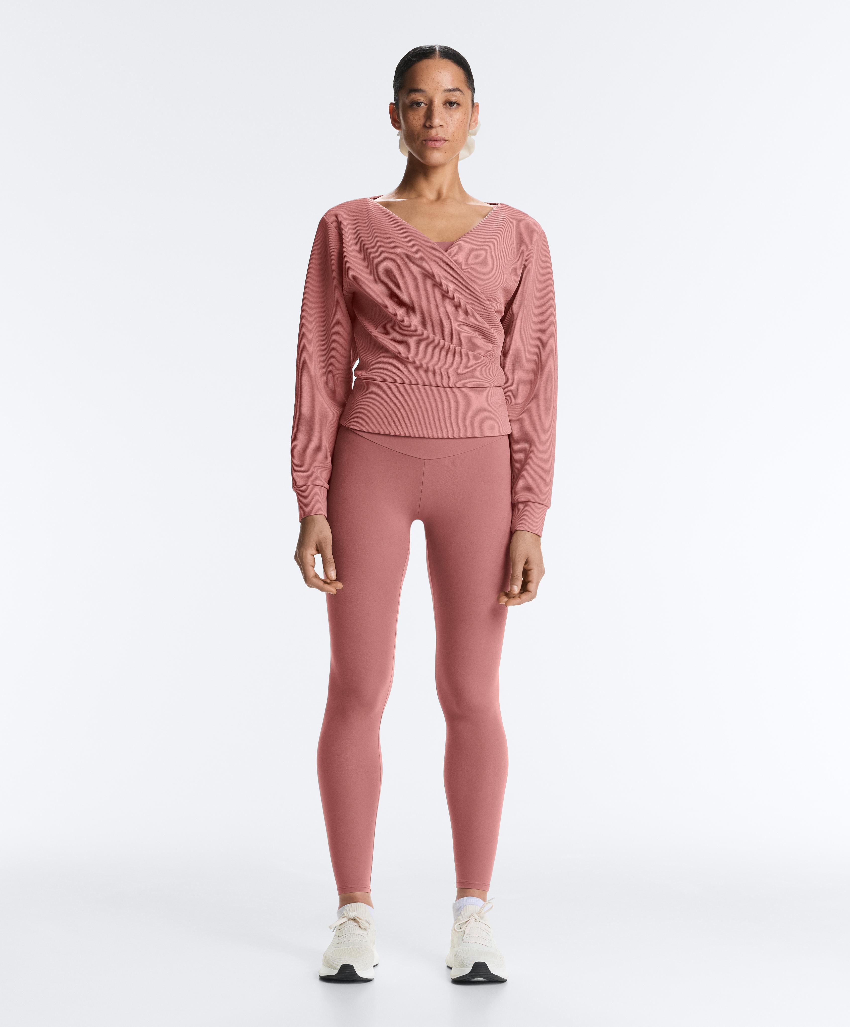 Wrap rib brushed modal sweatshirt — PALE PINK