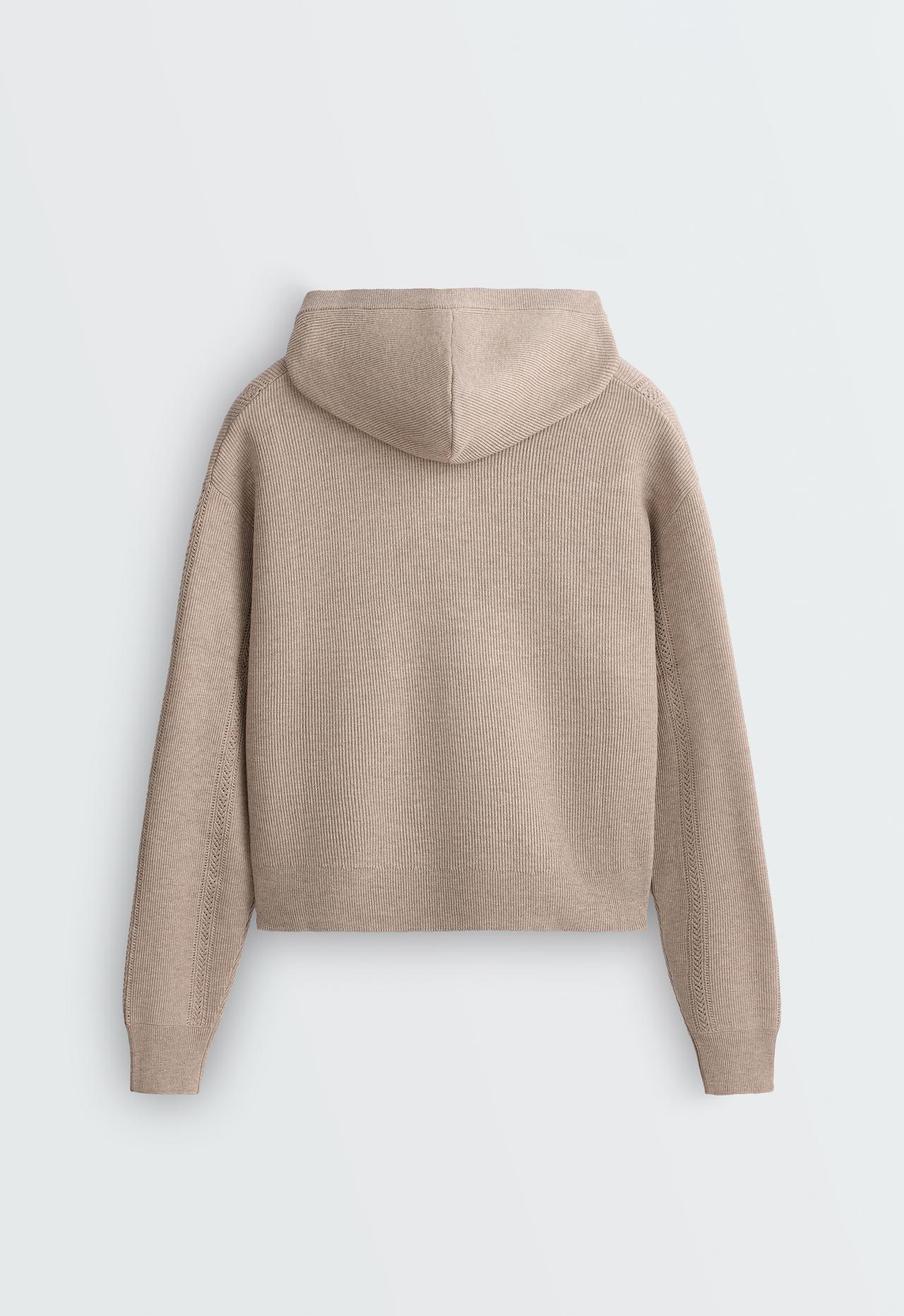 Open-knit hooded jacket — SOFT MINK