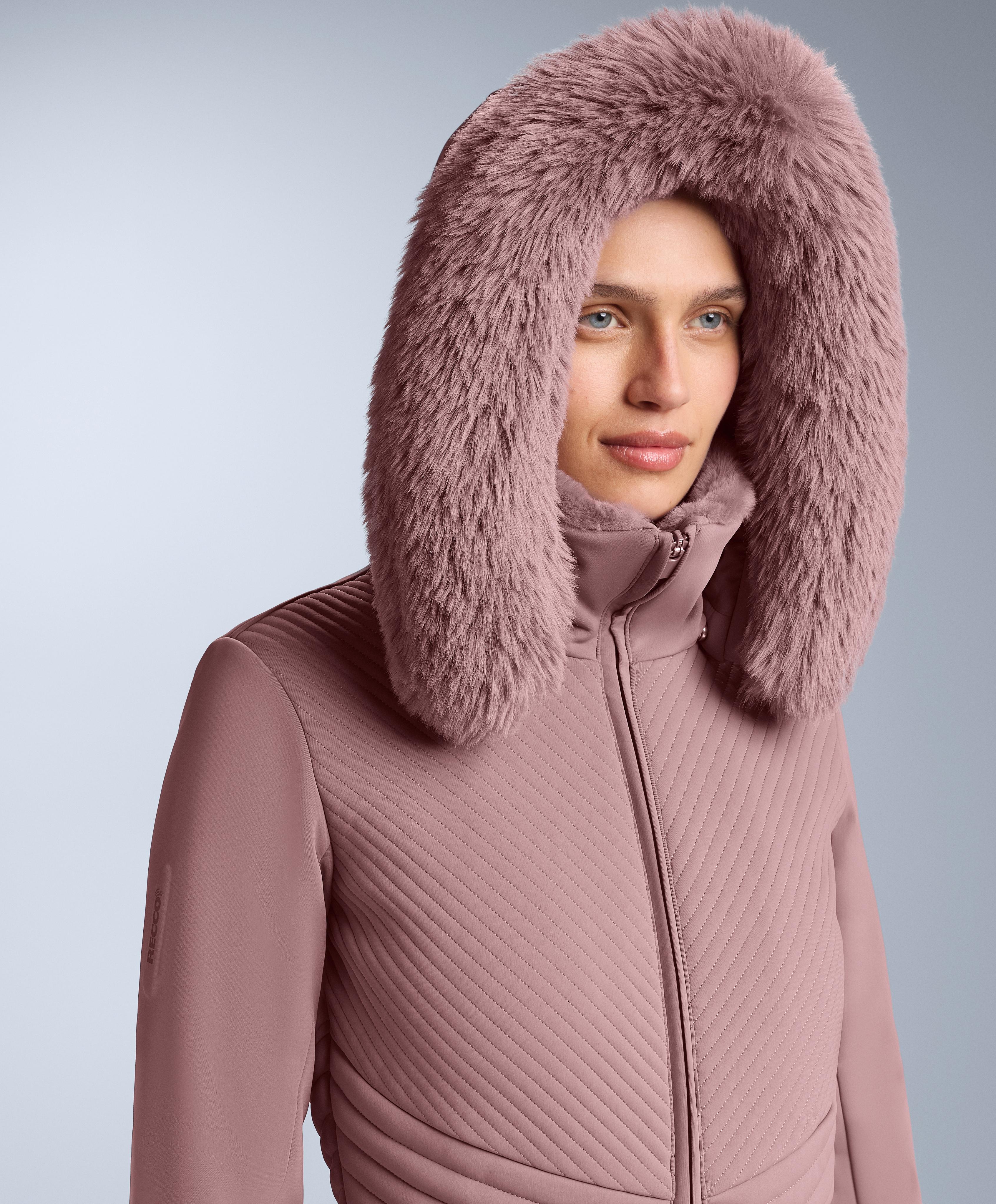 Water-resistant fitted stretch SKI jumpsuit — PINK-MAUVE