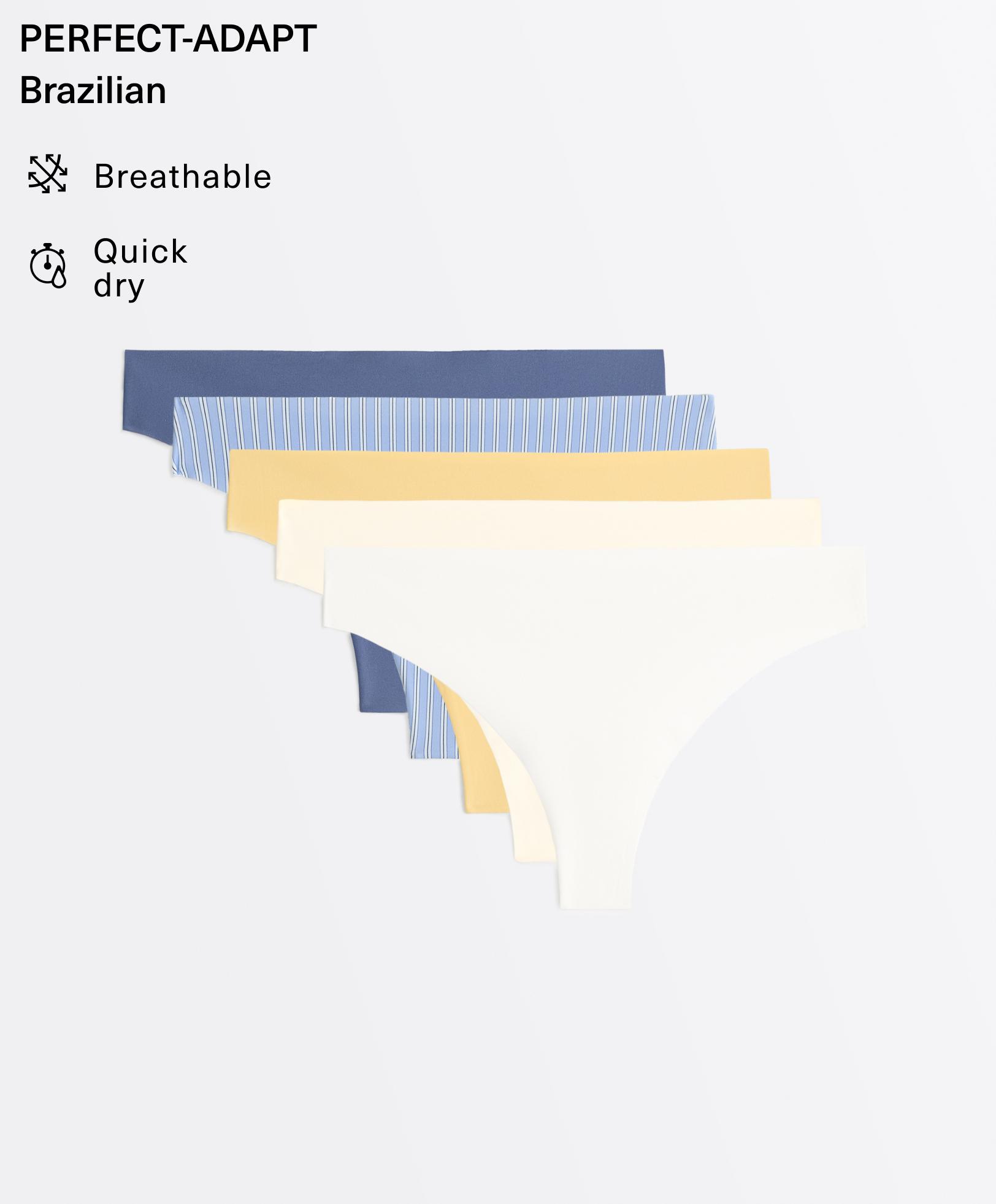 5 laser-cut invisible polyamide blend thongs — MID-YELLOW