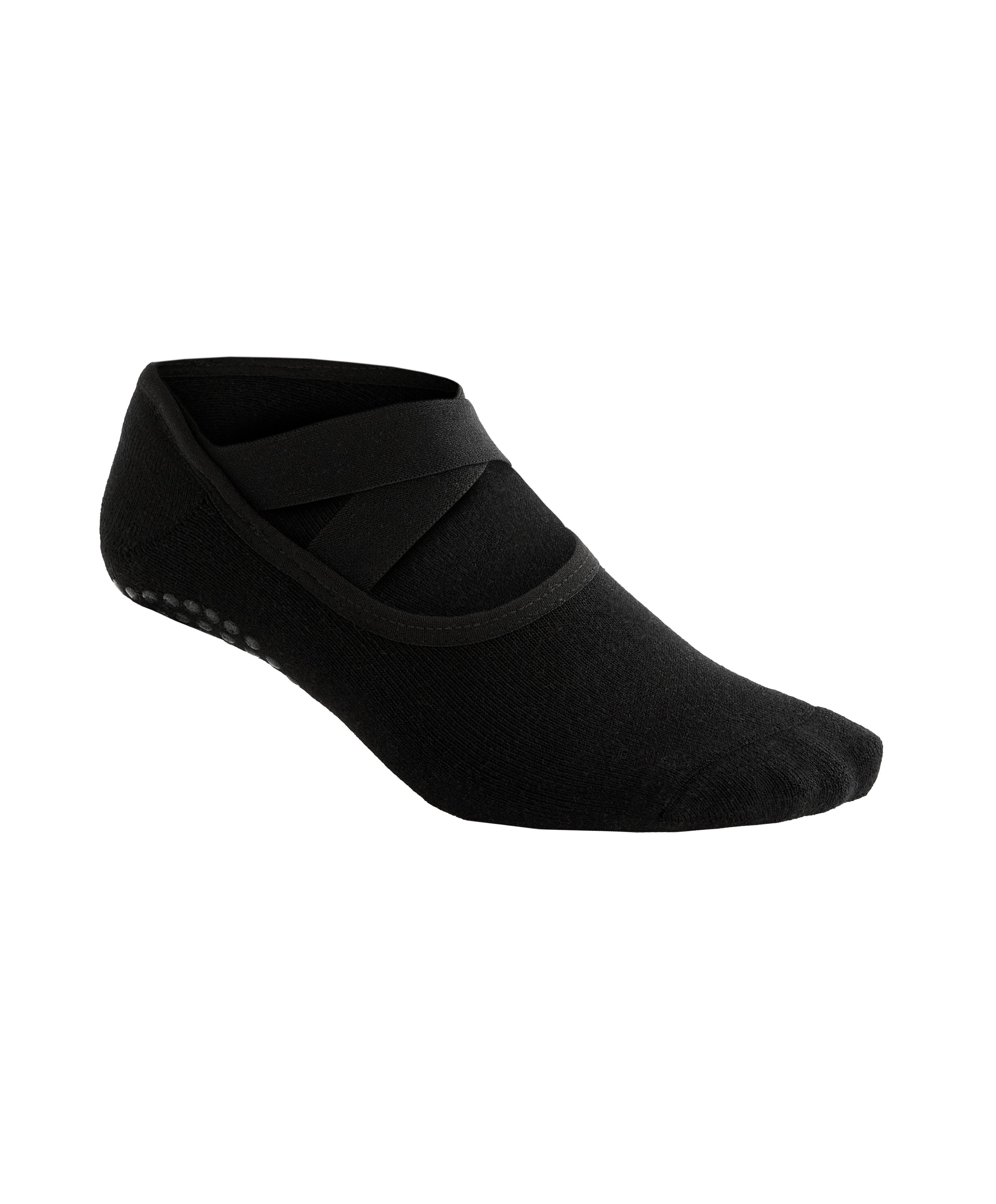 2 pairs of padded cotton blend yoga and Pilates socks with crossover straps — BLACK