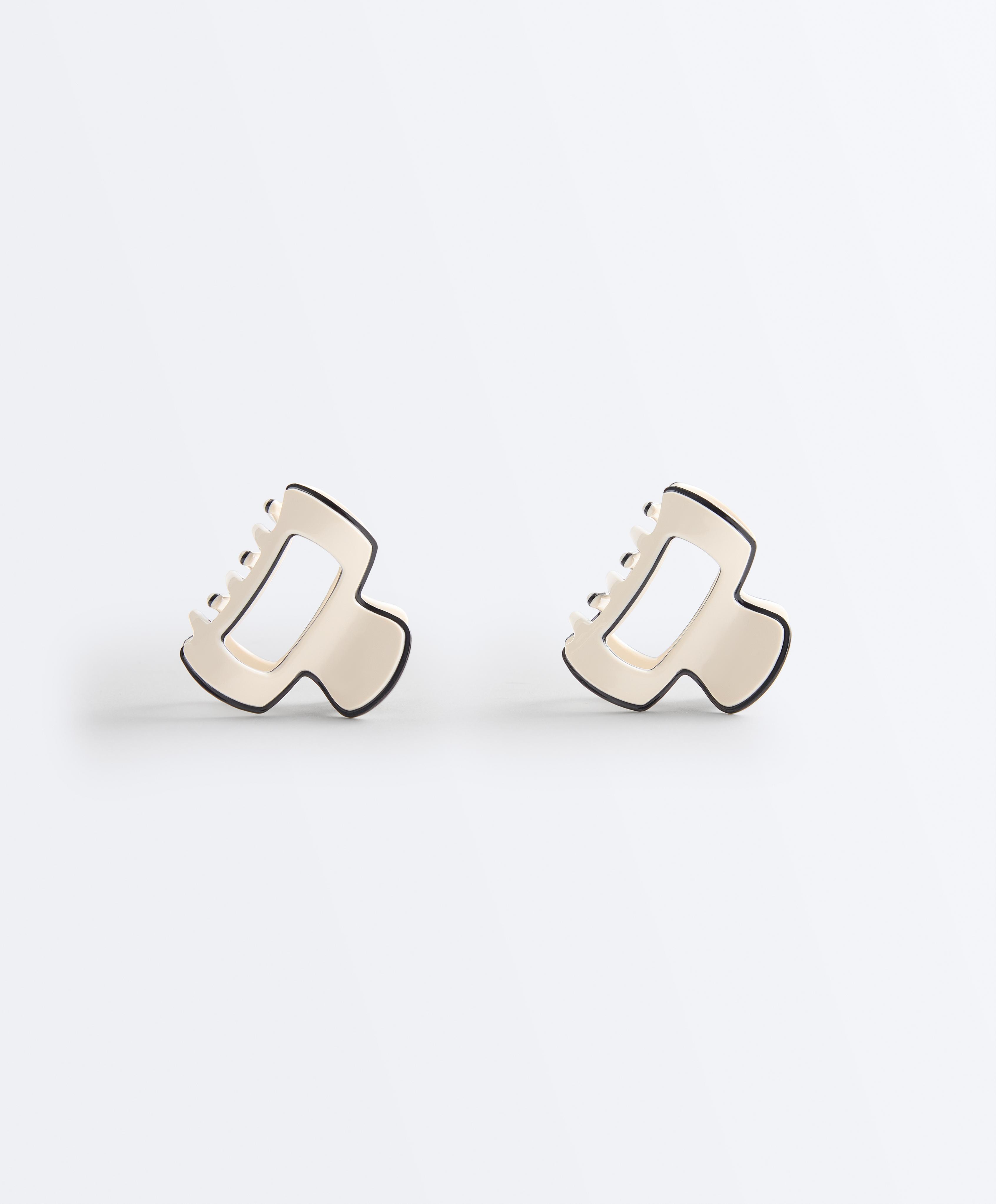 2 mini piping hair clips — CREAM
