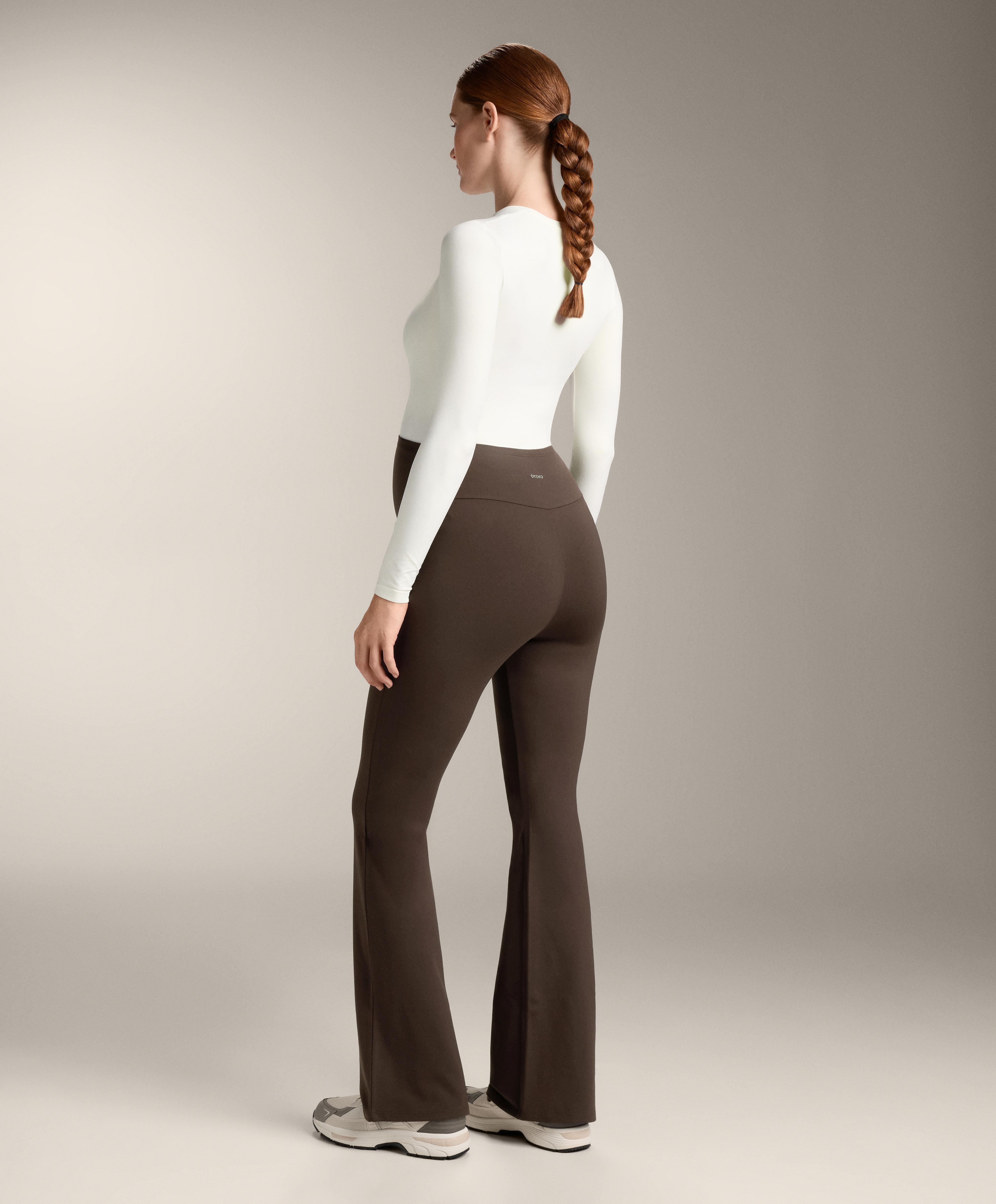Warm flare maternity trousers — DARK REDDISH‑BROWN