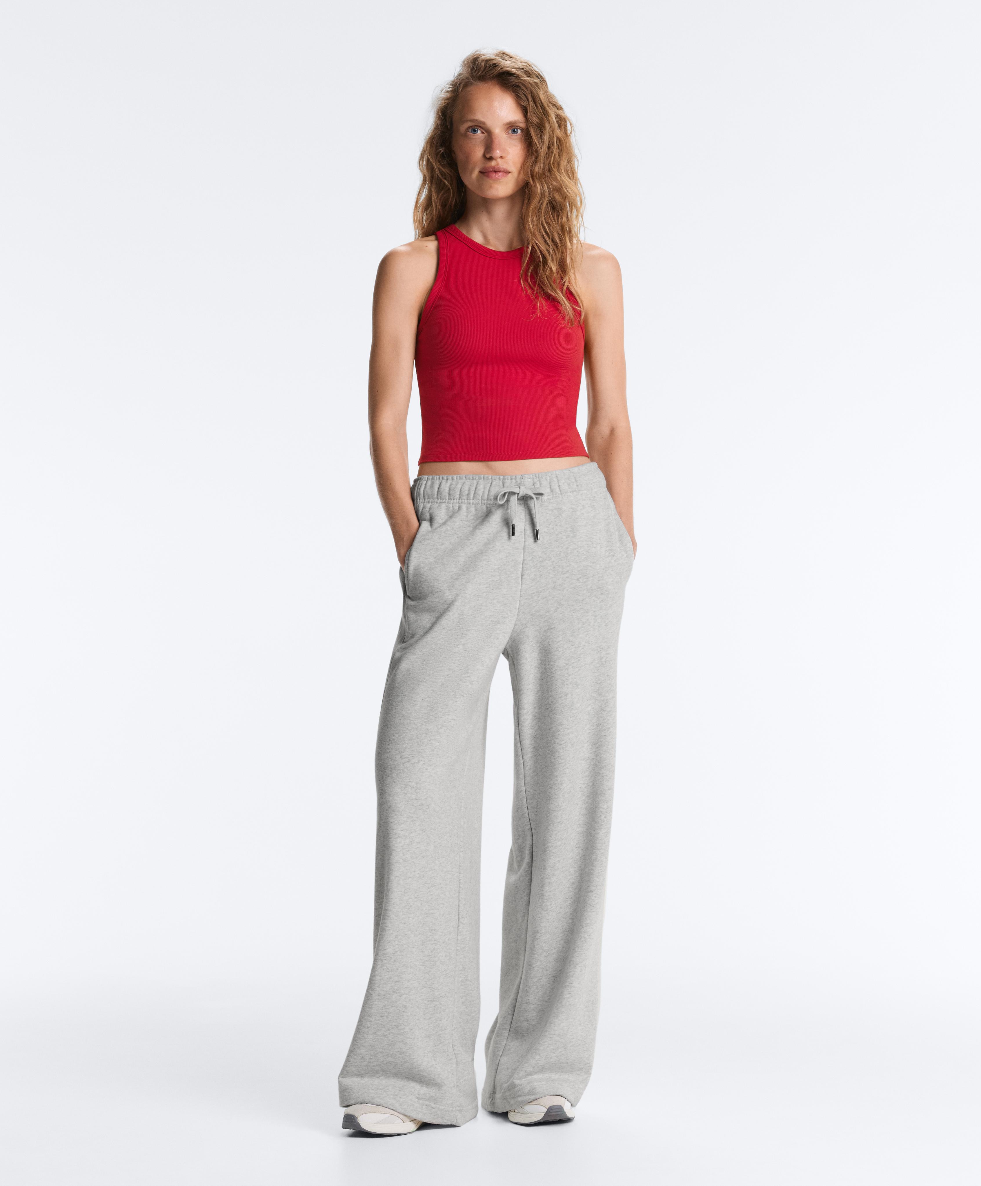 Rib modal blend long tank top — BRIGHT RED