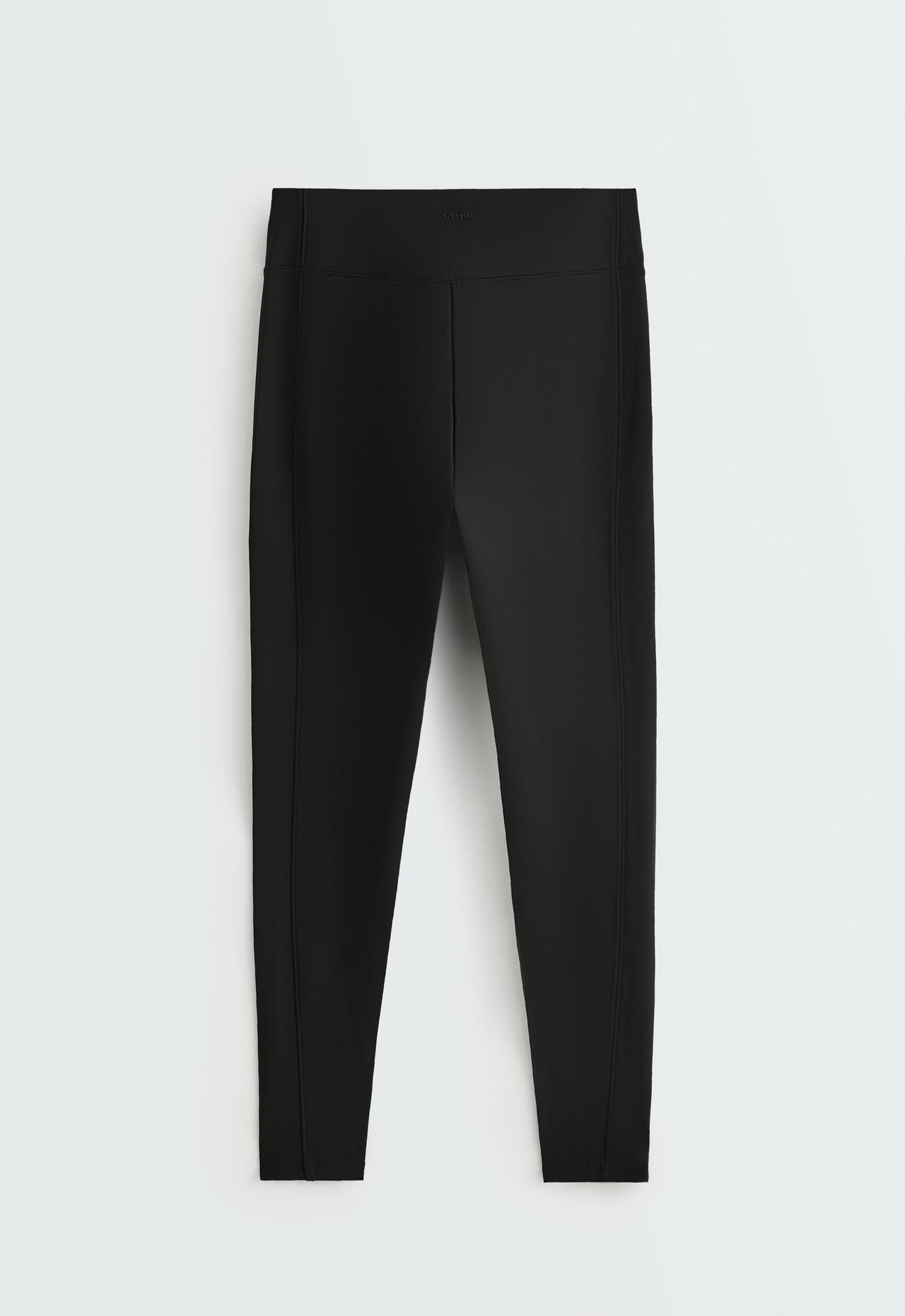 Ankle-length High rise Warm leggings with zips 70cm — BLACK