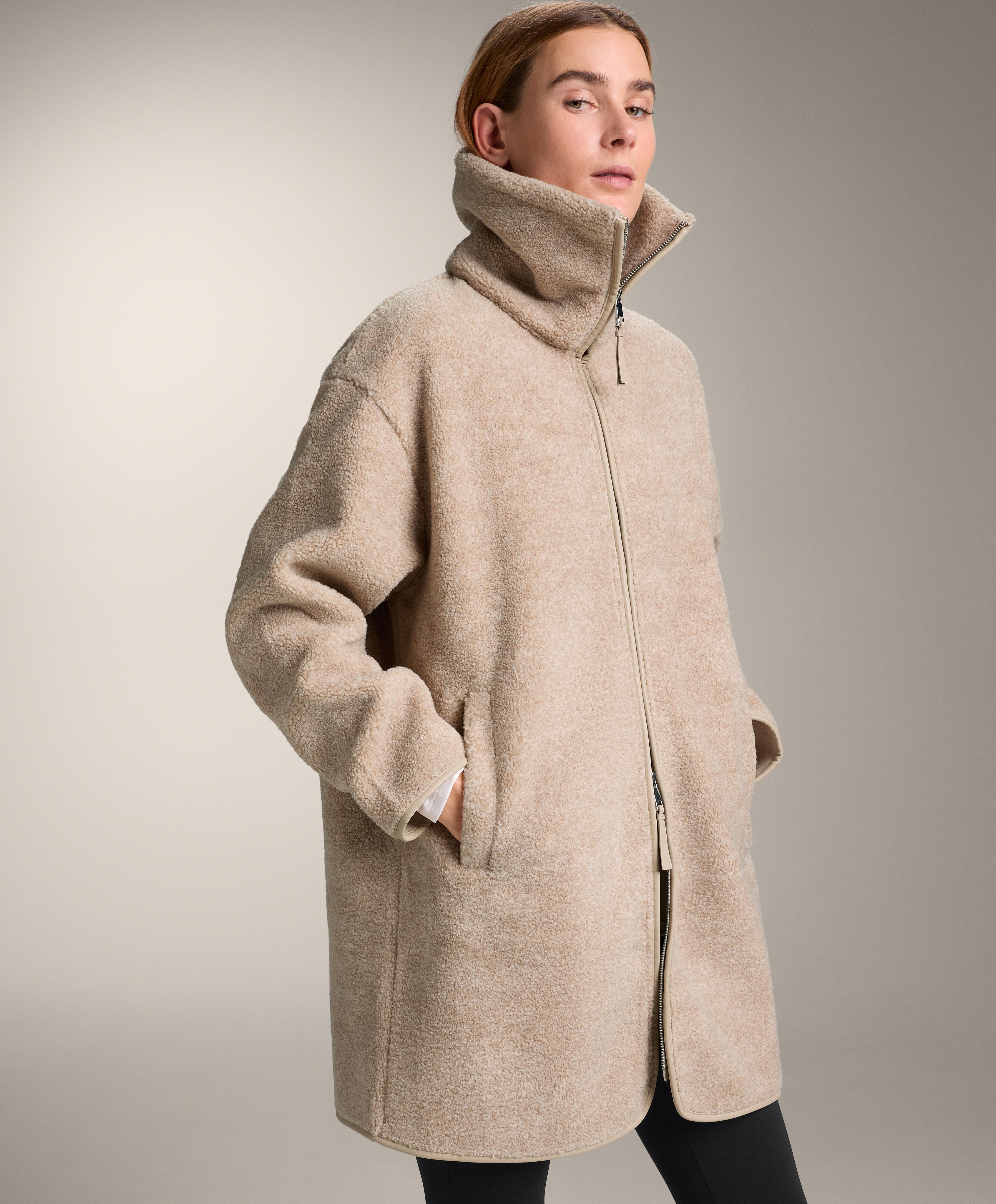 Long faux-shearling jacket — SAND MELANGE