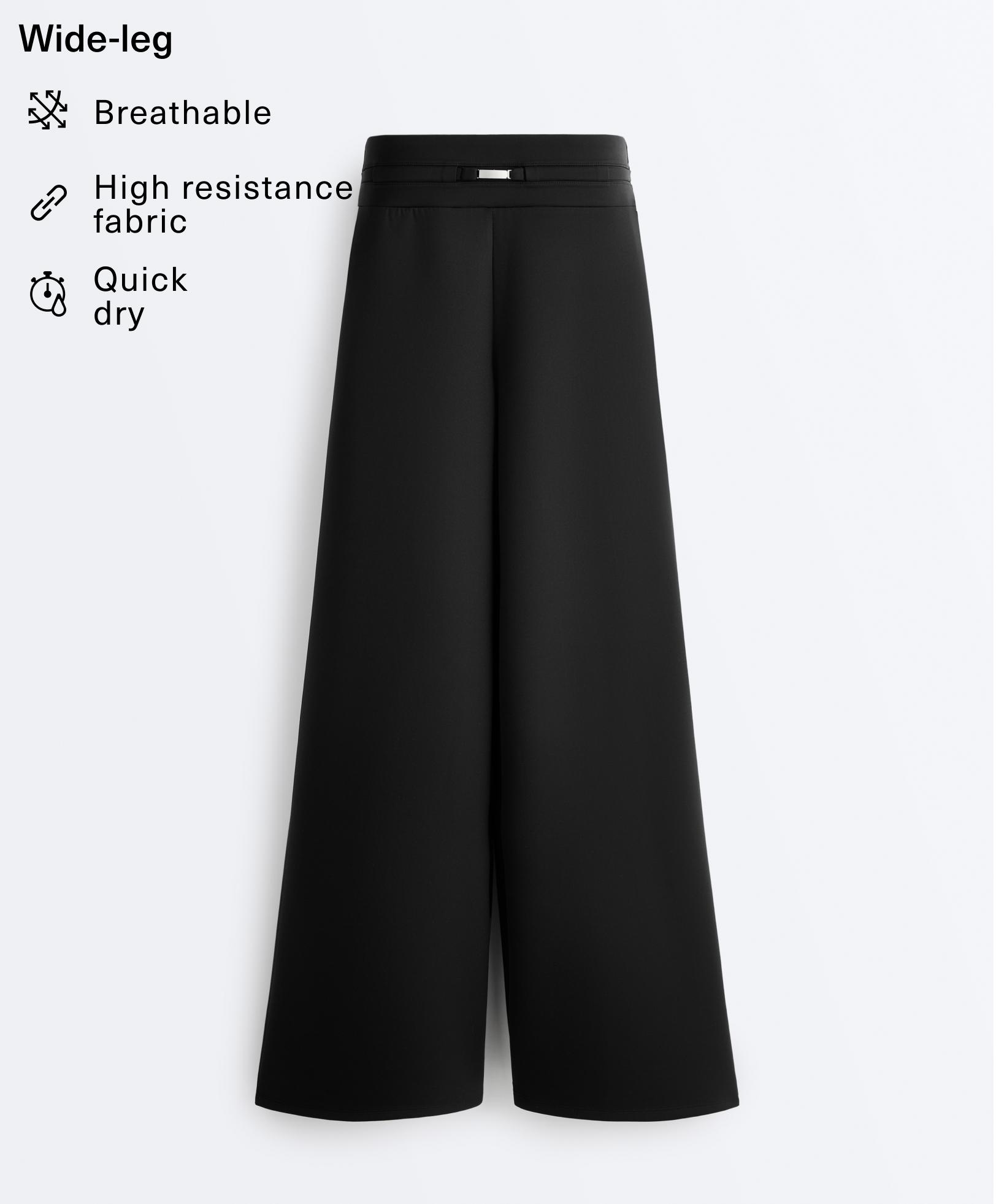Neoprene-effect wide-leg trousers — BLACK