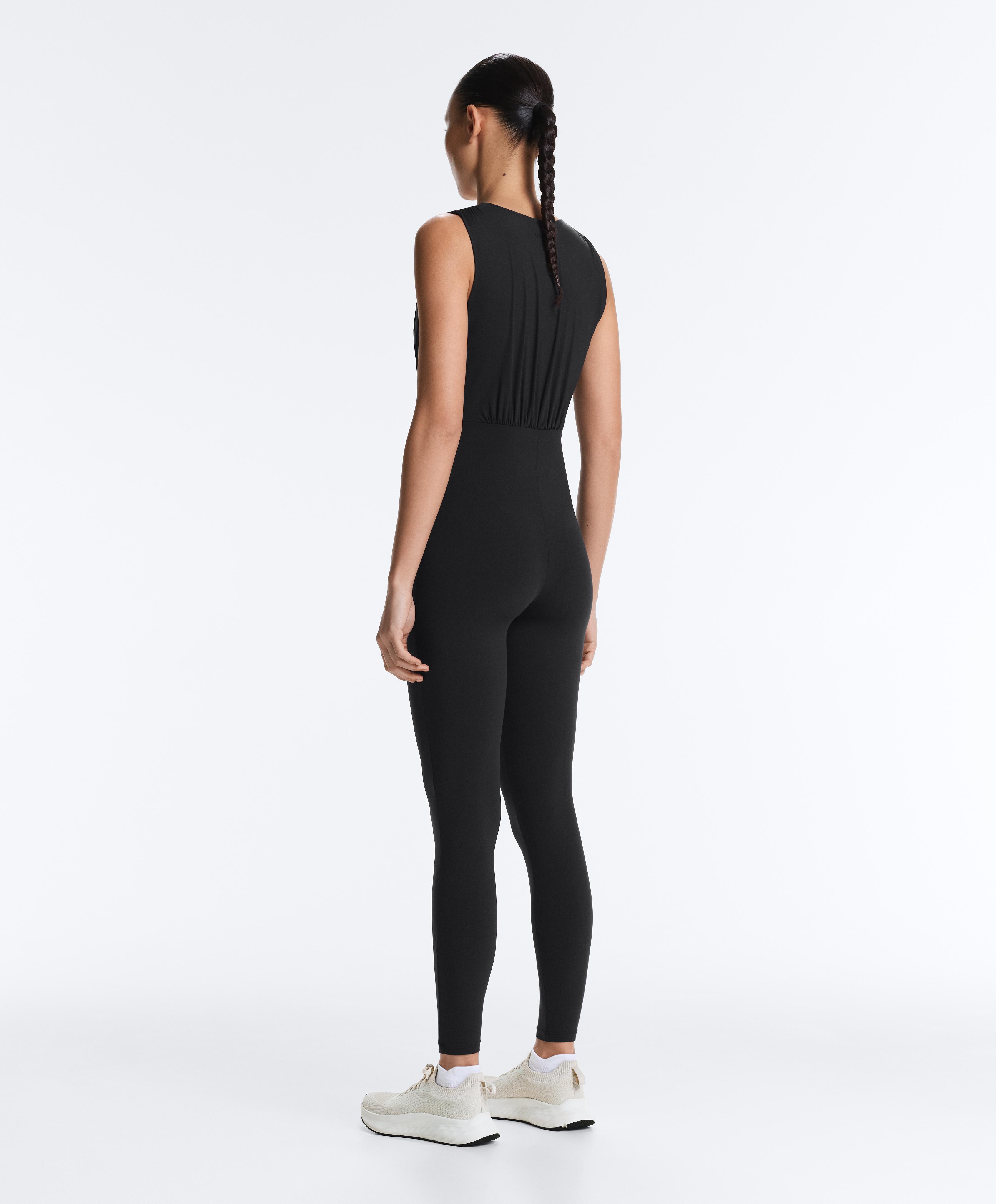 Light Touch V-neck jumpsuit — BLACK