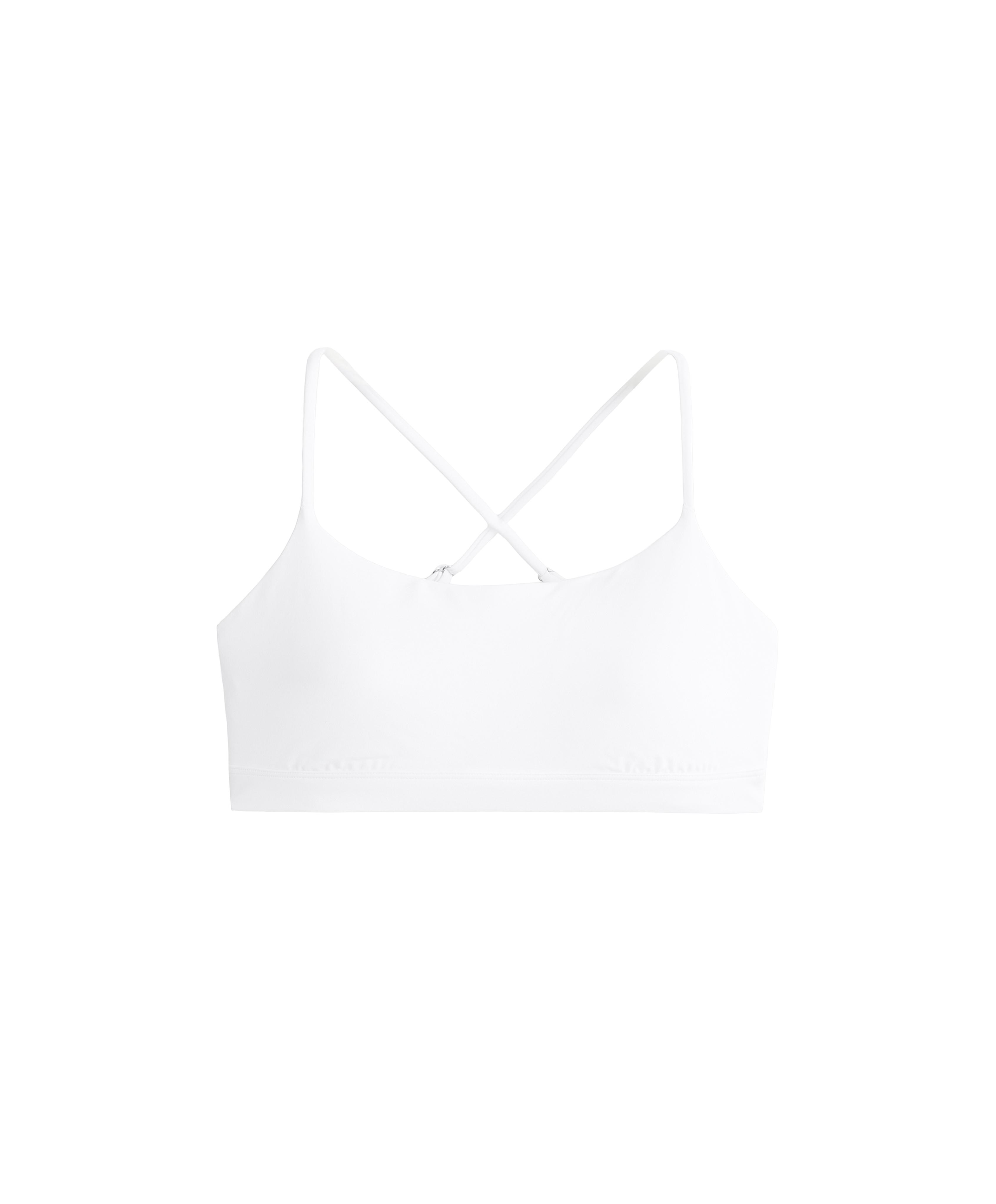 Low-support Comfortlux sports bra with crossover straps — WHITE