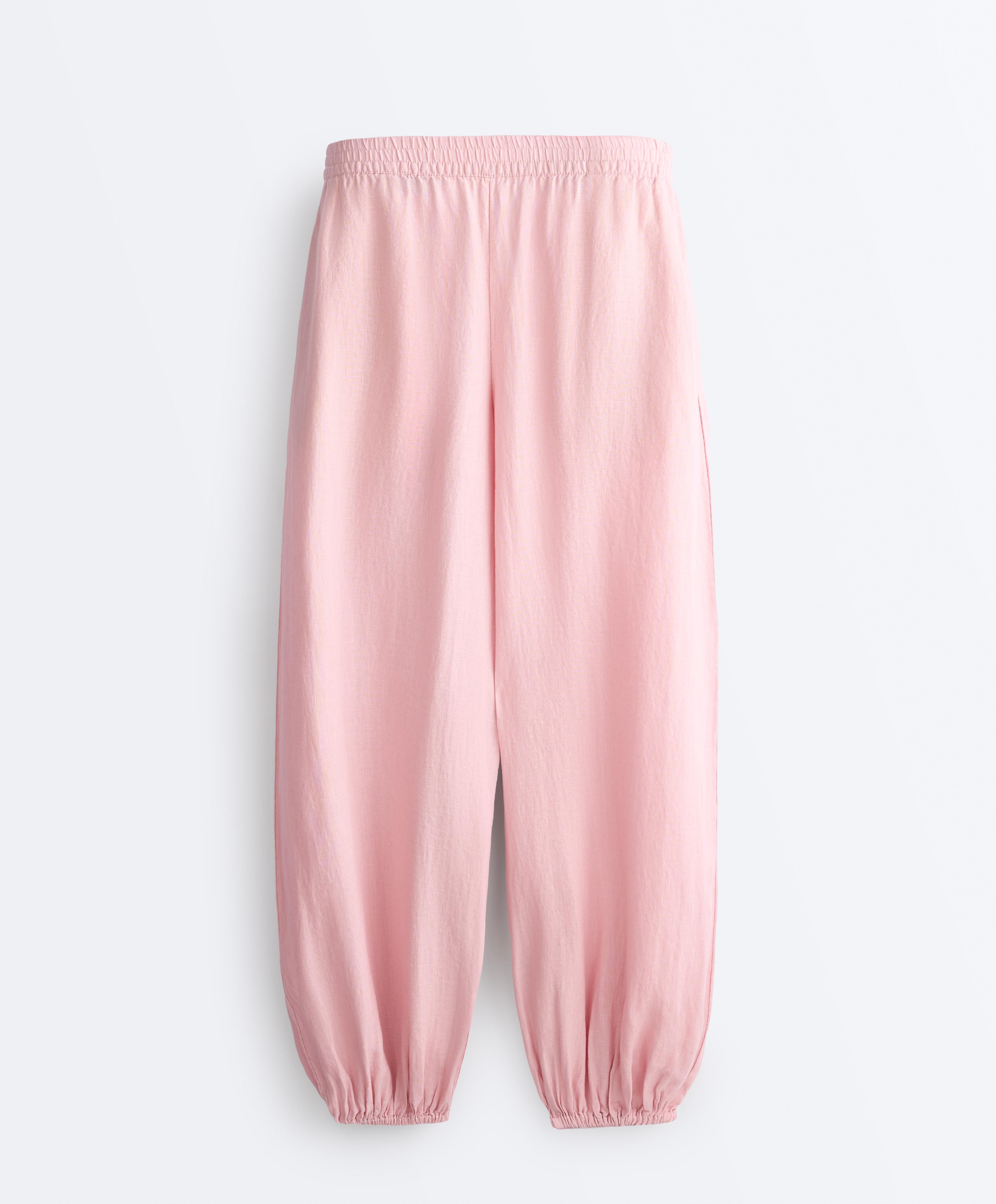 100% linen bloomer trousers — PALE PINK