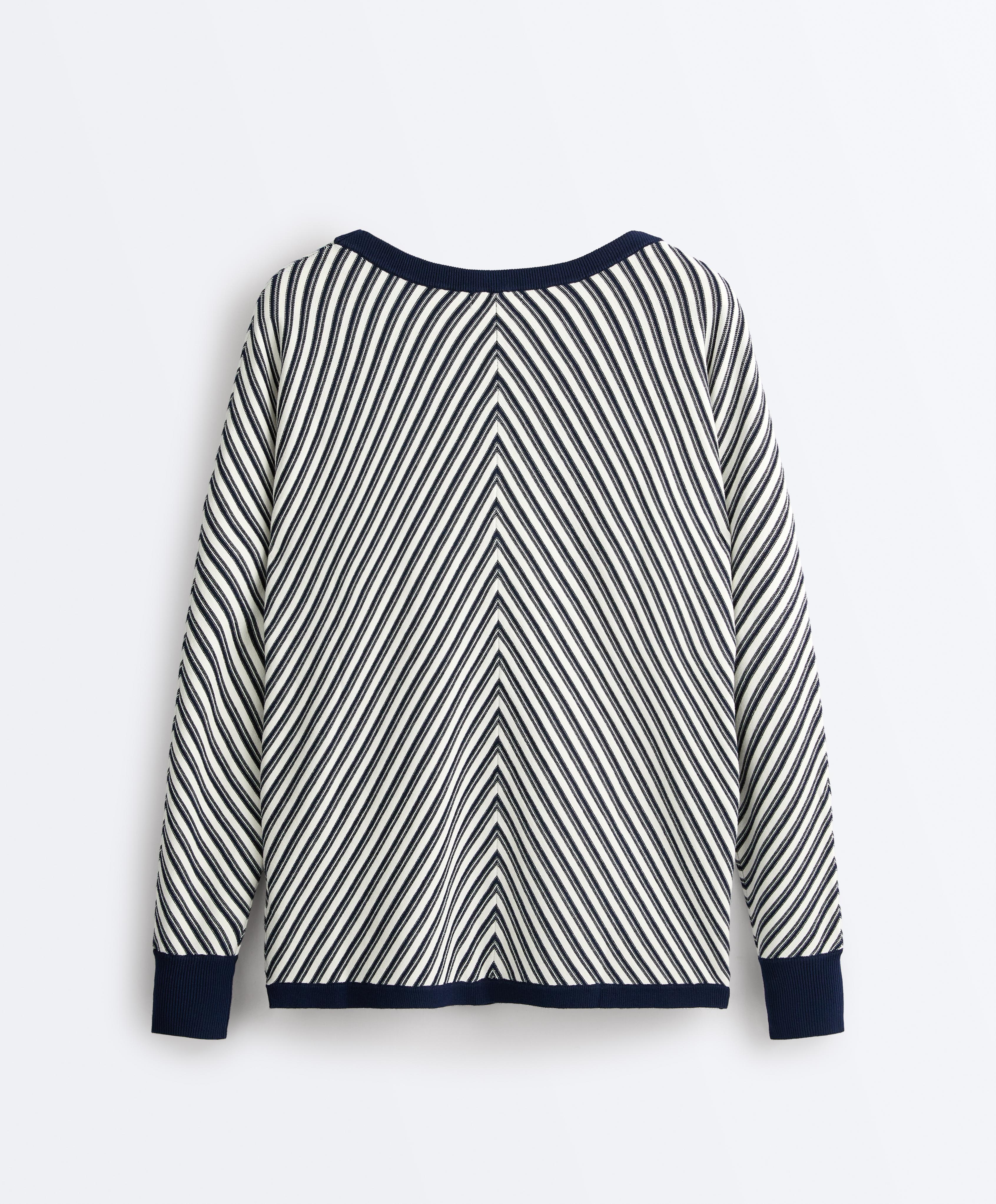 Long diagonal stripe jumper — NAVY BLUE
