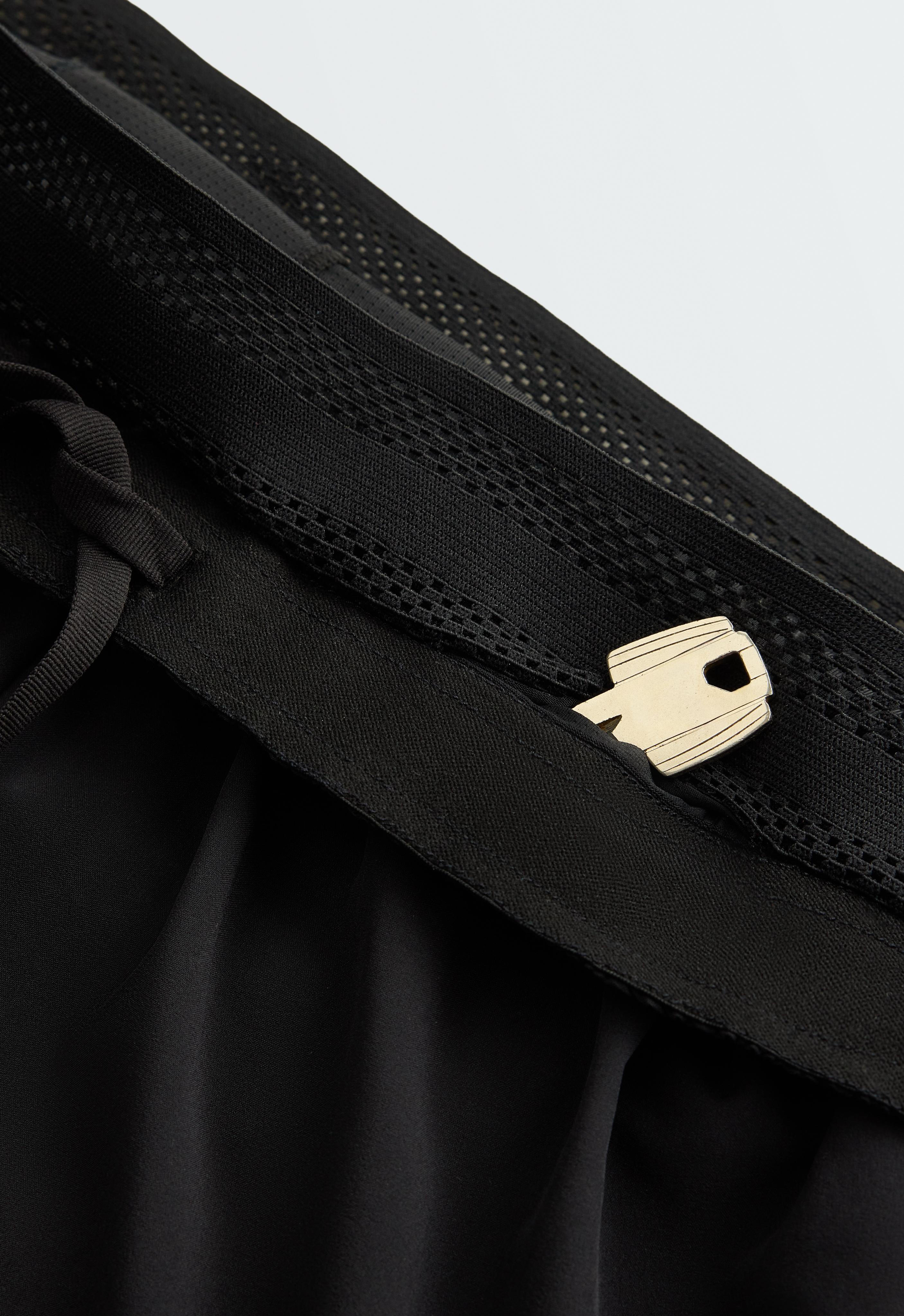 Technical mid rise 2-in-1 shorts — BLACK