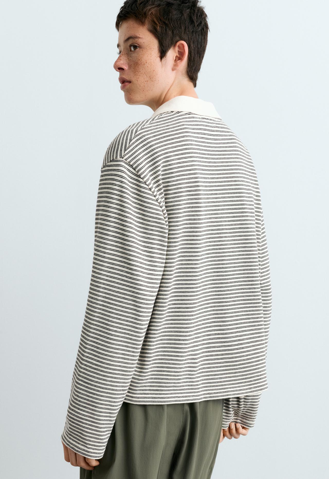 Piqué cotton striped polo shirt — WHITE 