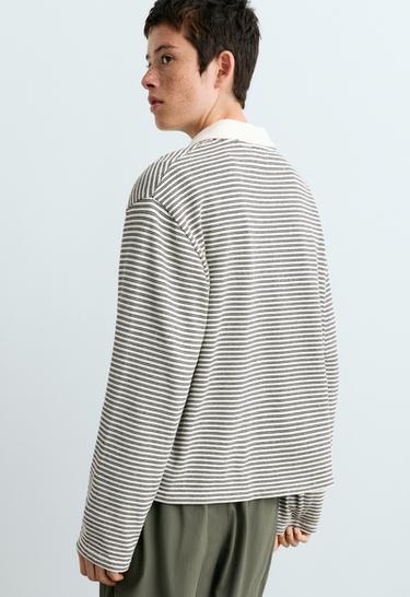 Piqué cotton striped polo shirt — WHITE  4