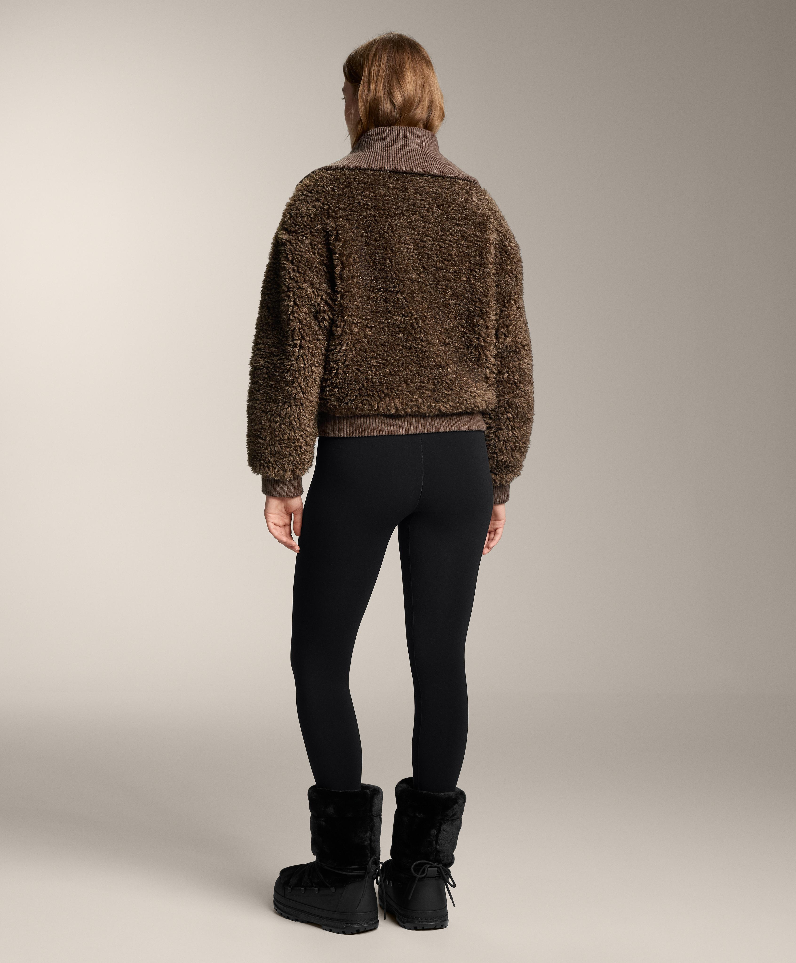 Textured faux-shearling jacket — TOBACCO BROWN