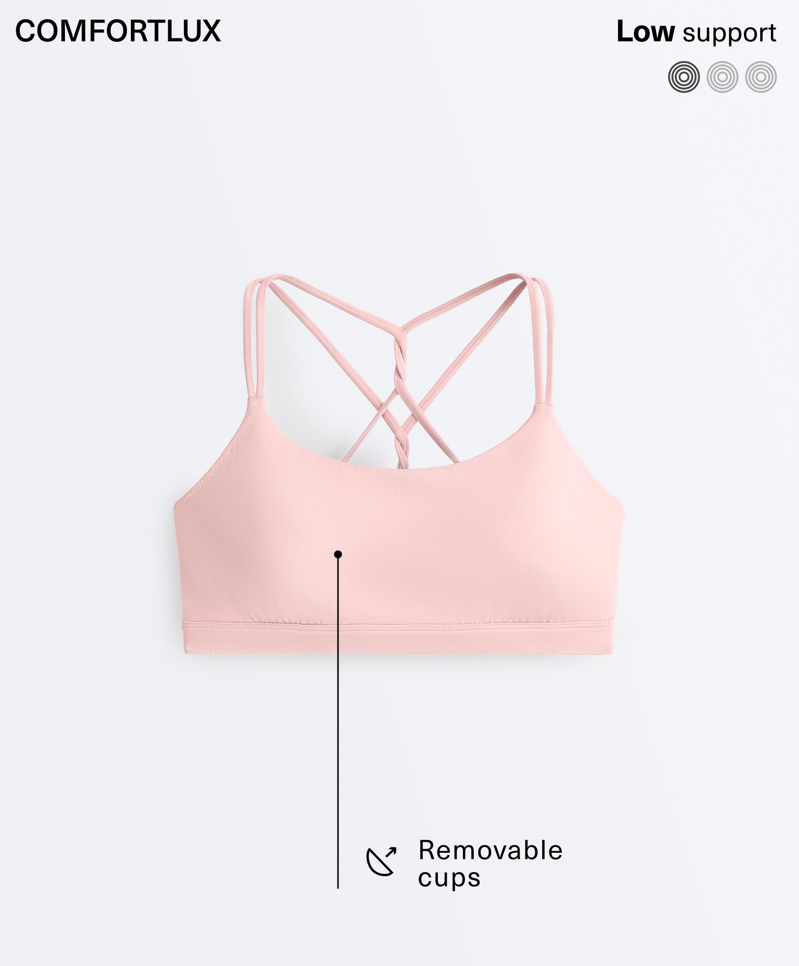 Comfortlux low-support crossover strap sports bra — VINTAGE PINK