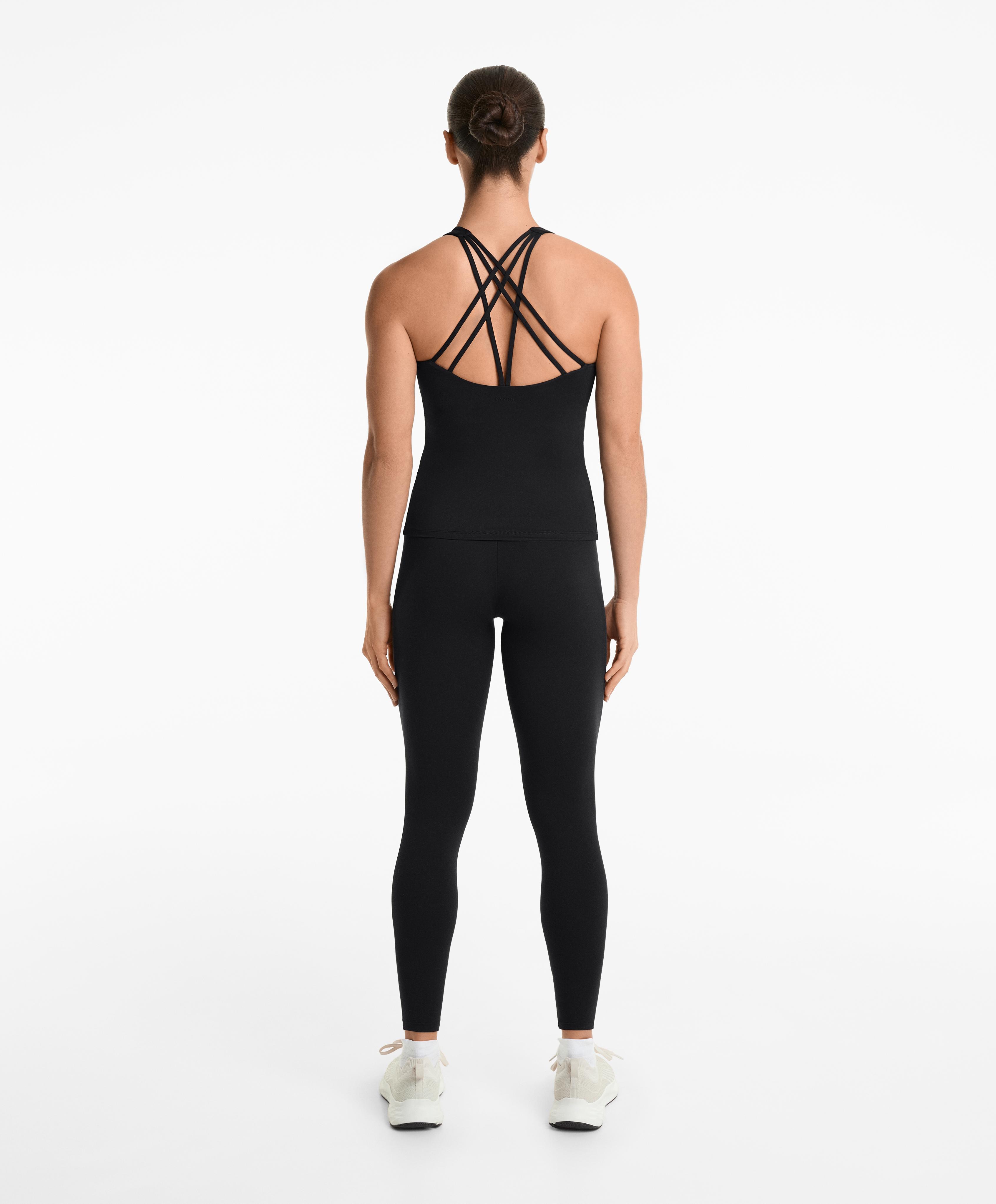 Comfortlux long Tank top multi strap cups — BLACK
