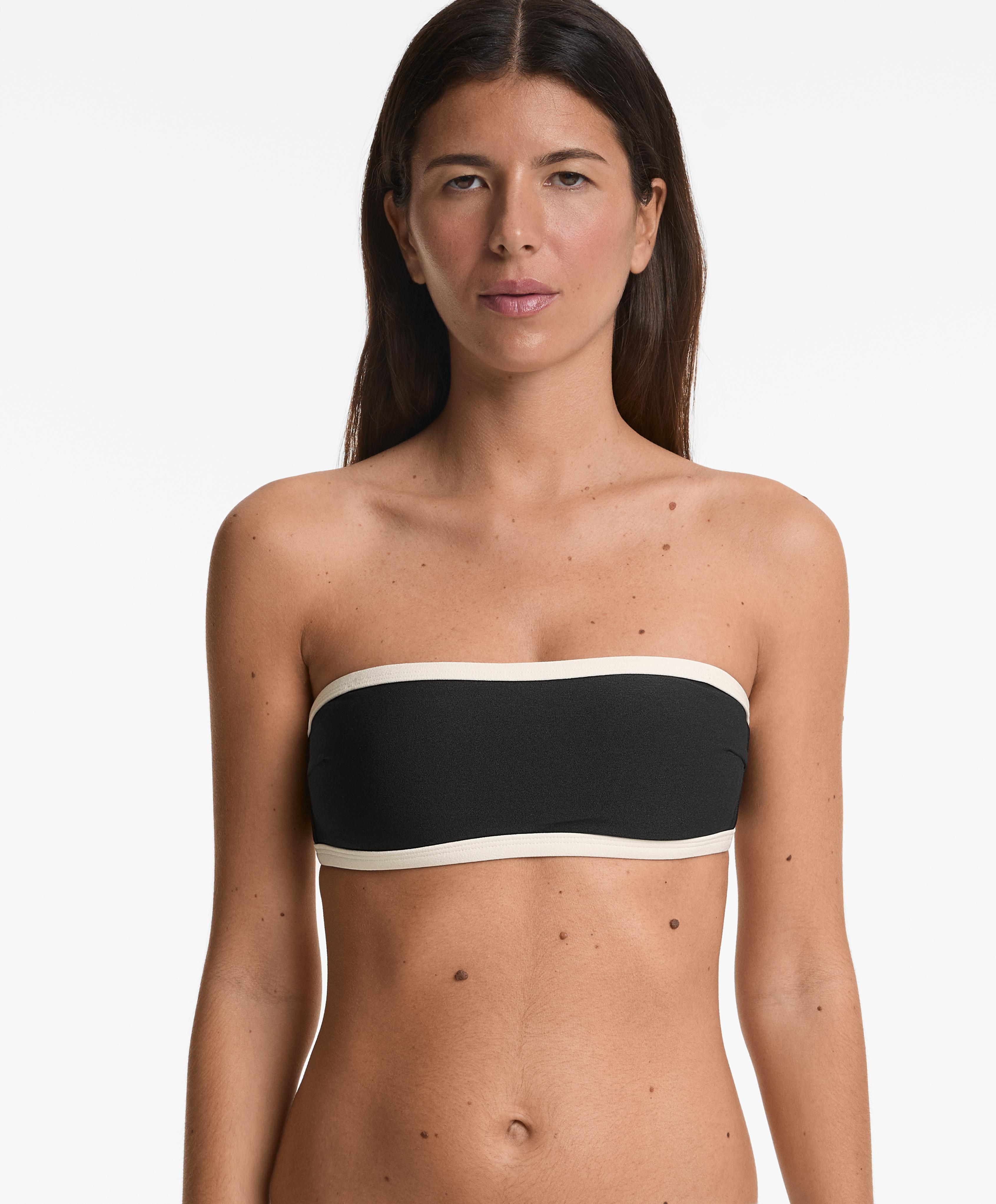 Haut de bikini bandeau à piping en contraste