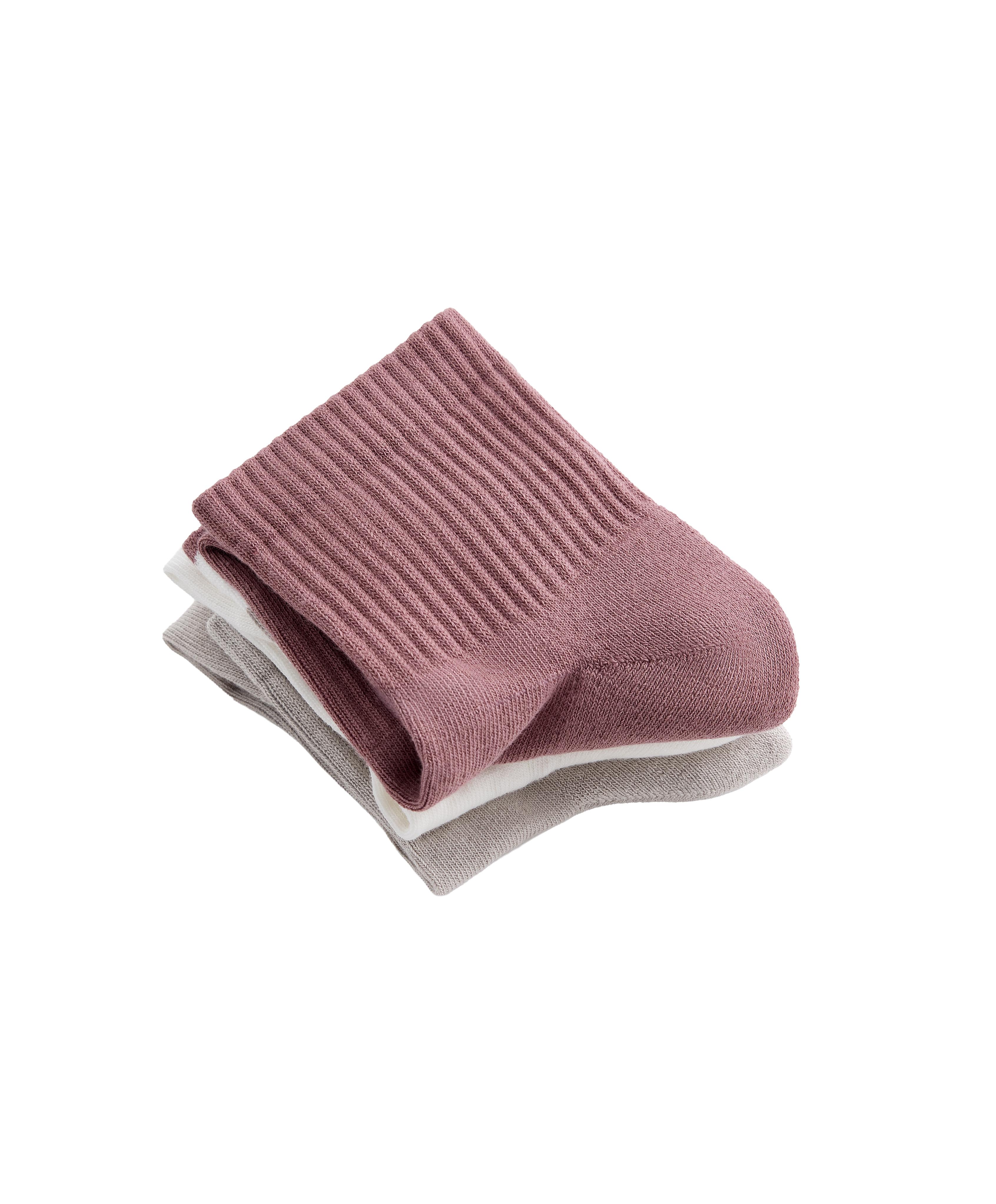 3-pack cotton socks — PALE MINK