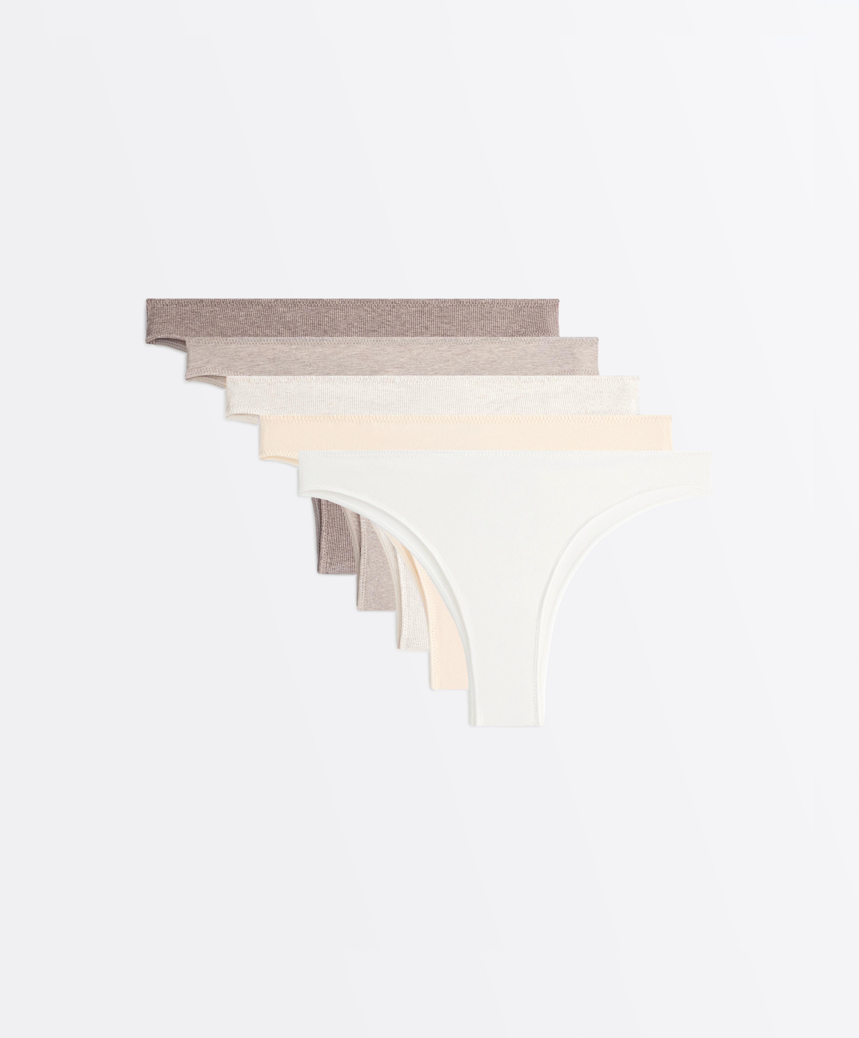 5 rib cotton blend Brazilian briefs — TAN MELANGE